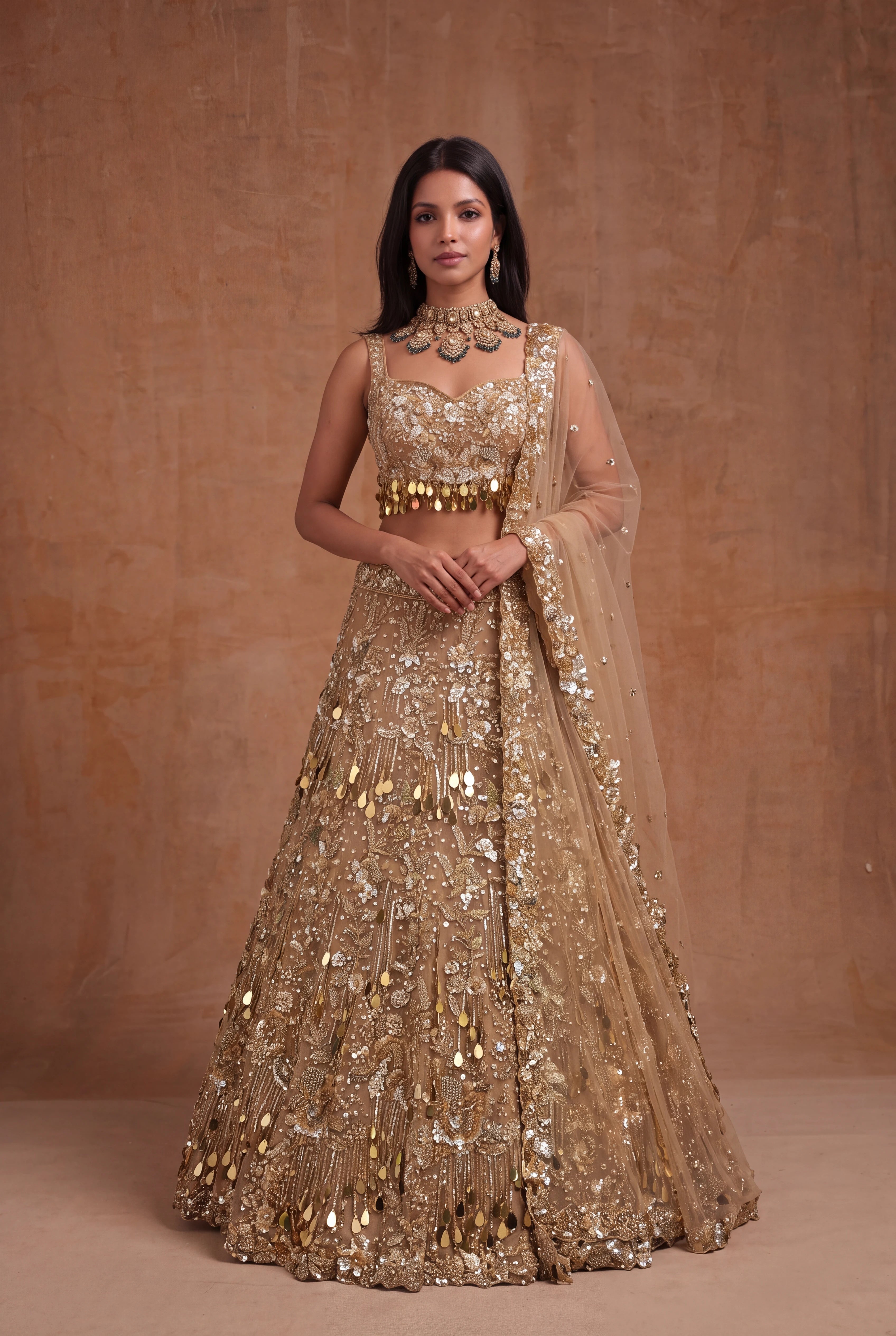 Gold Net Bridal Lehenga