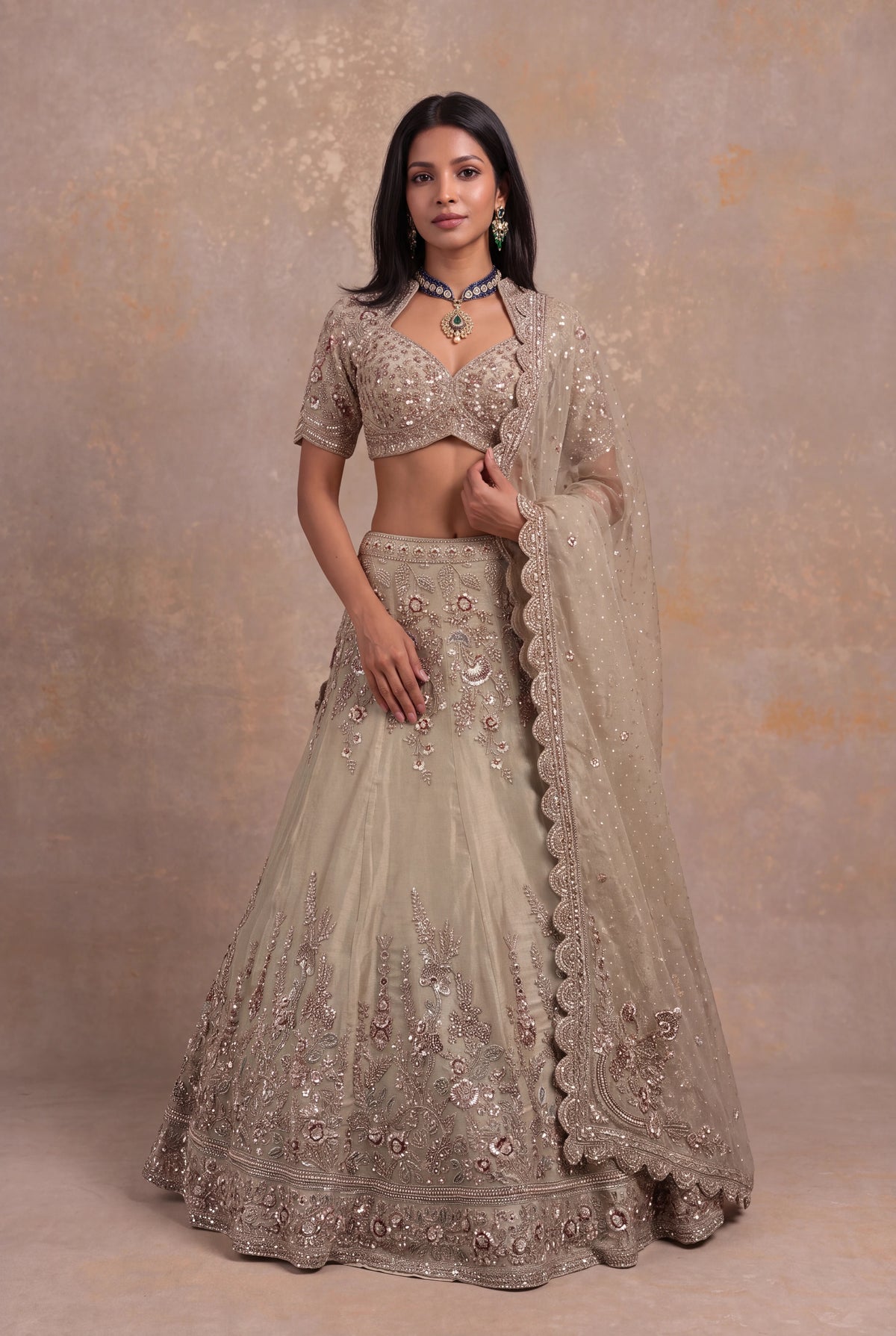 Champagne Shimmer Tissue Lehenga