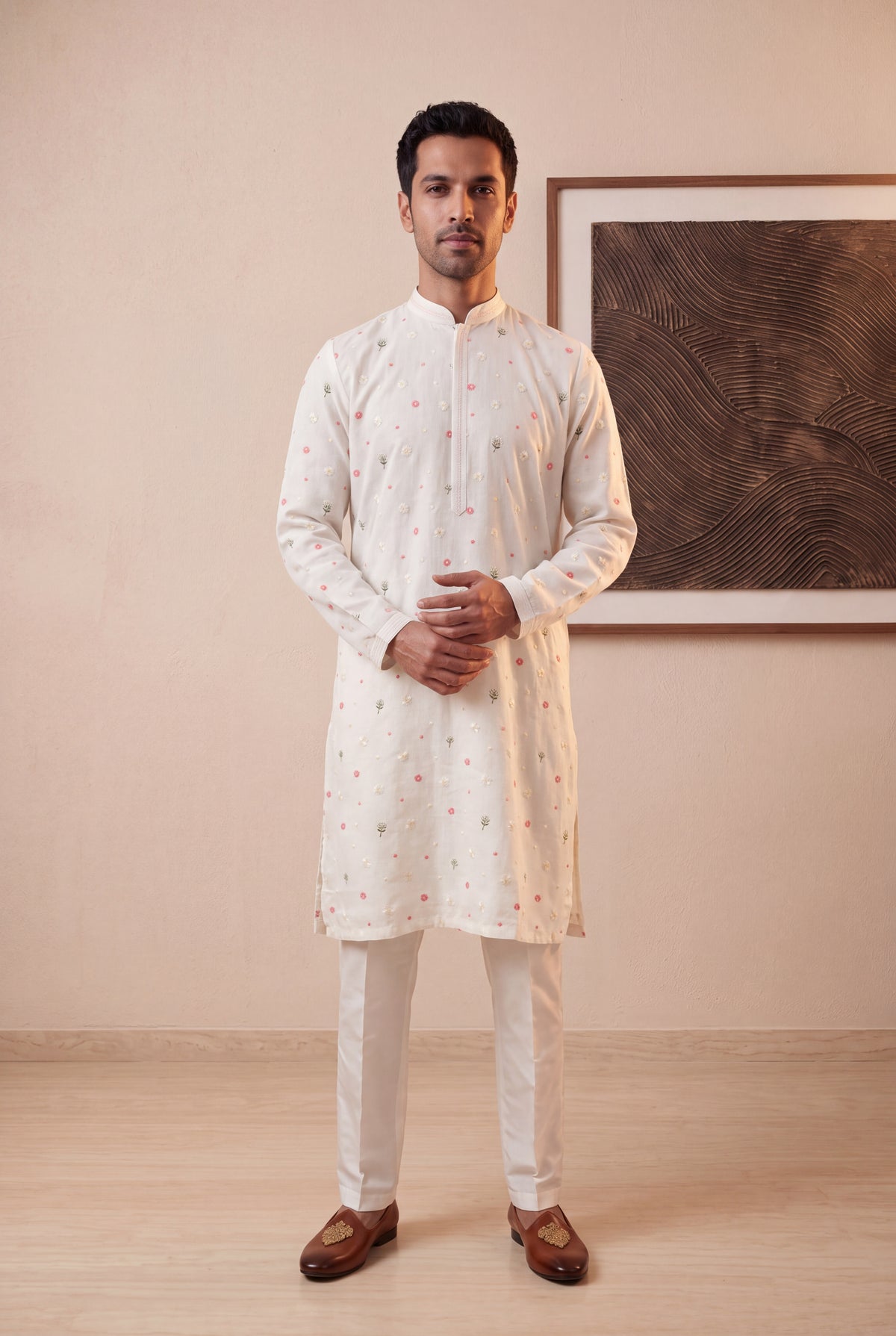 Off White Linen Kurta Set