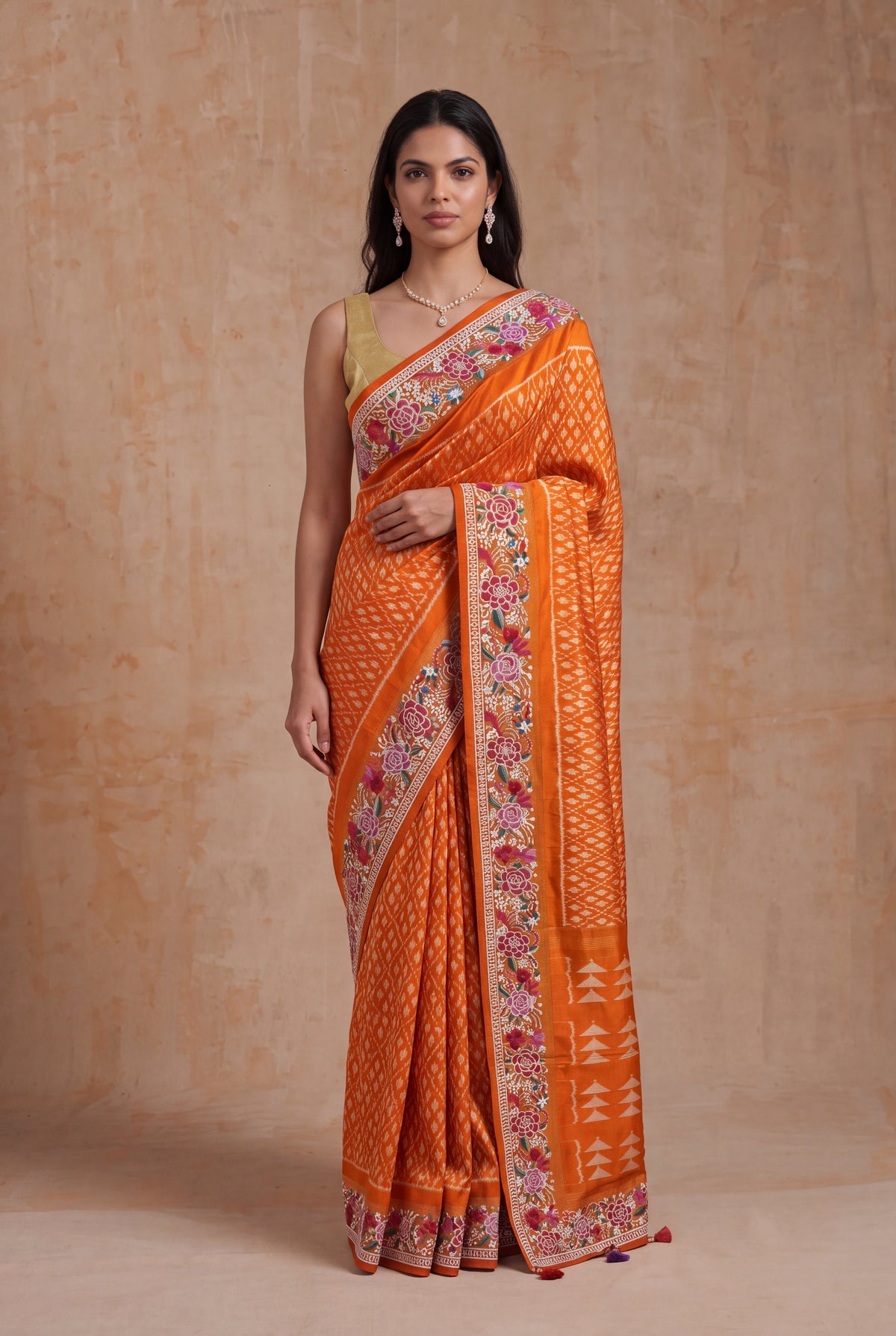 Orange Patola Silk Saree