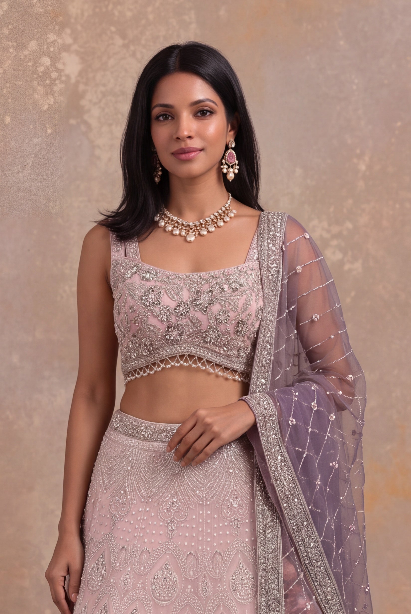 Blush Pink Georgette Lehenga