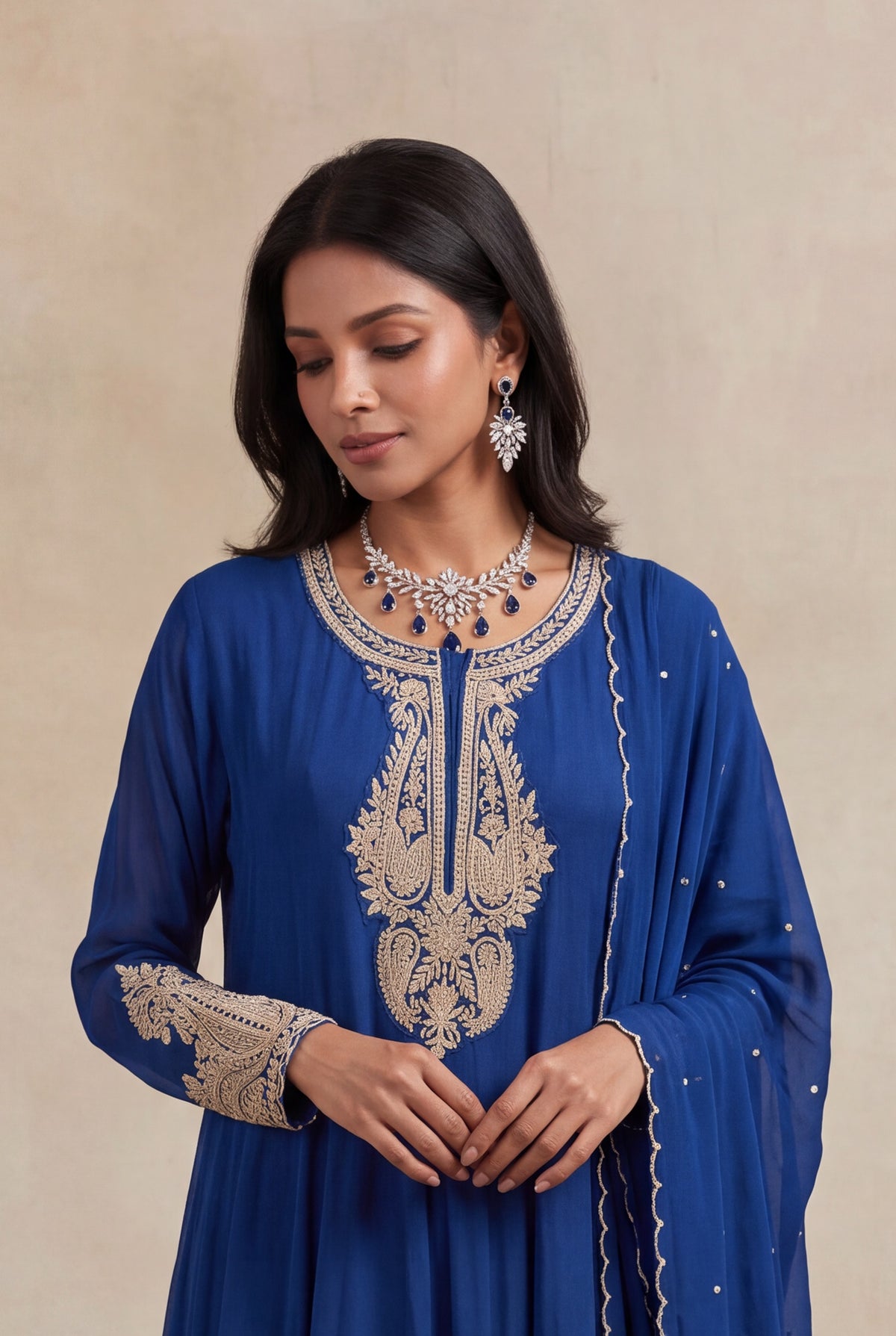 Royal Blue Georgette Anarkali Suit