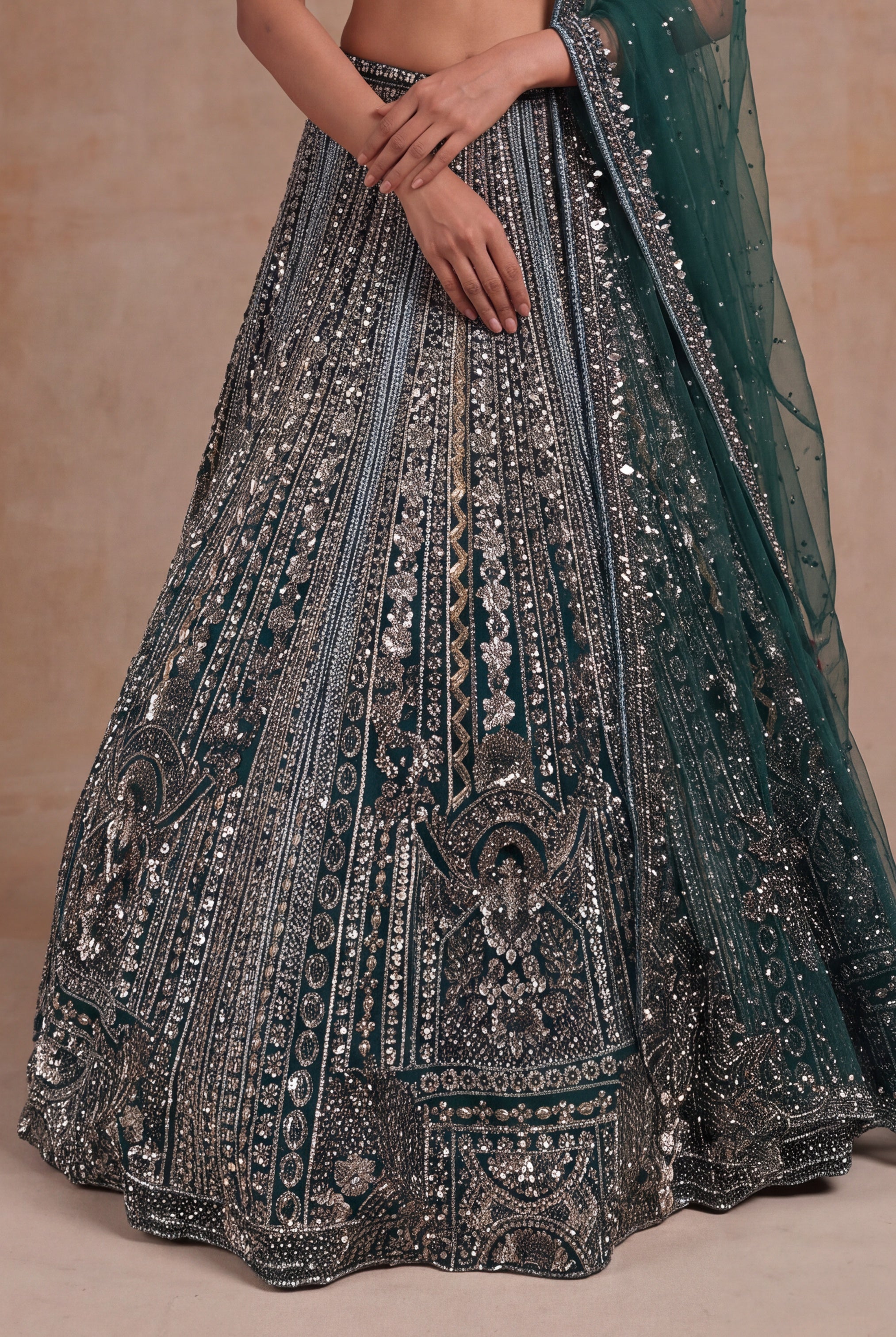 Emerald Green Net Lehenga