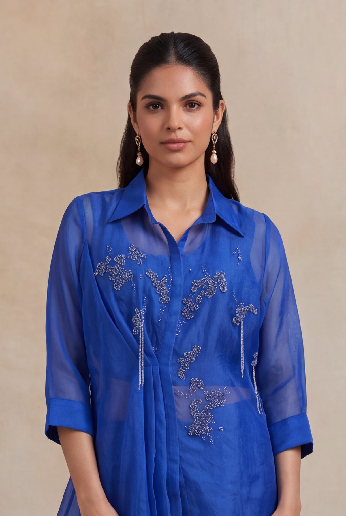 Royal Blue Organza Co-ord Set