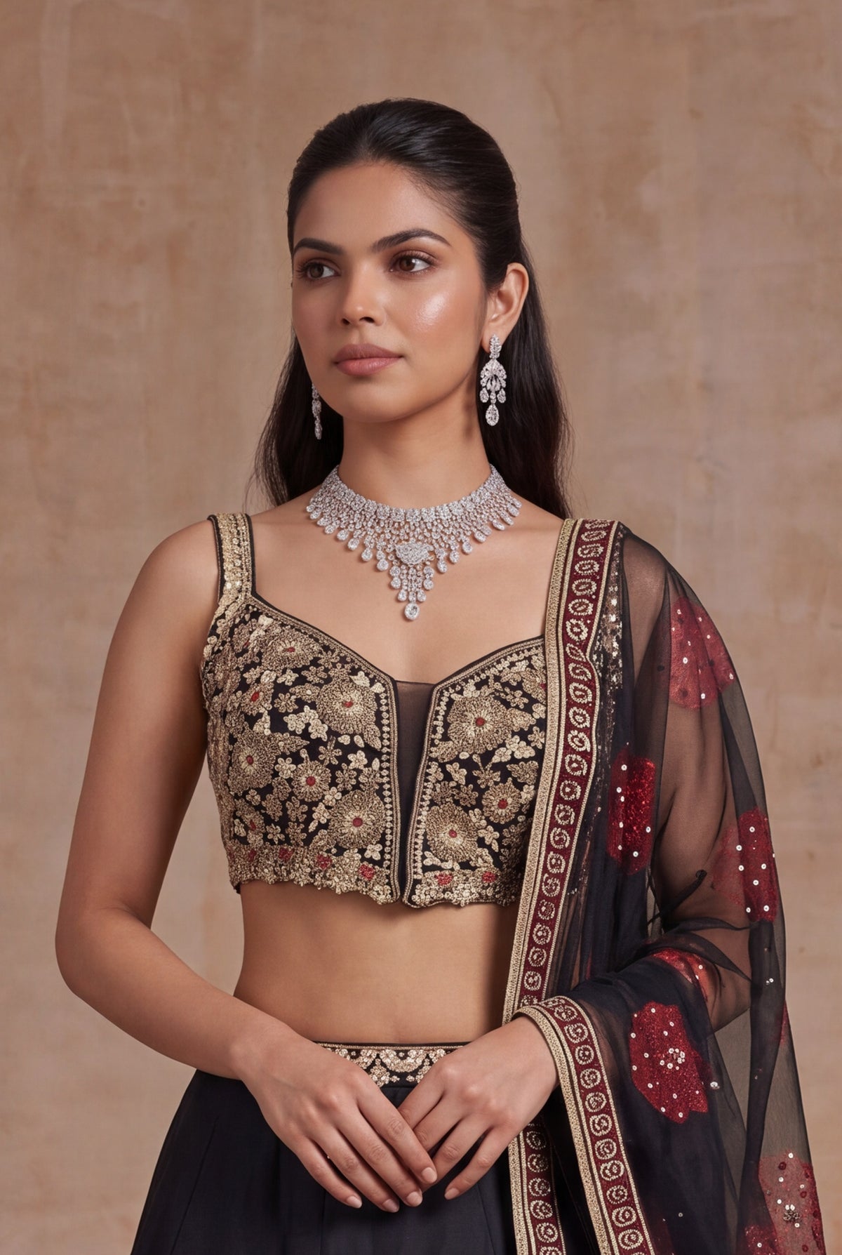 Black Silk Lehenga