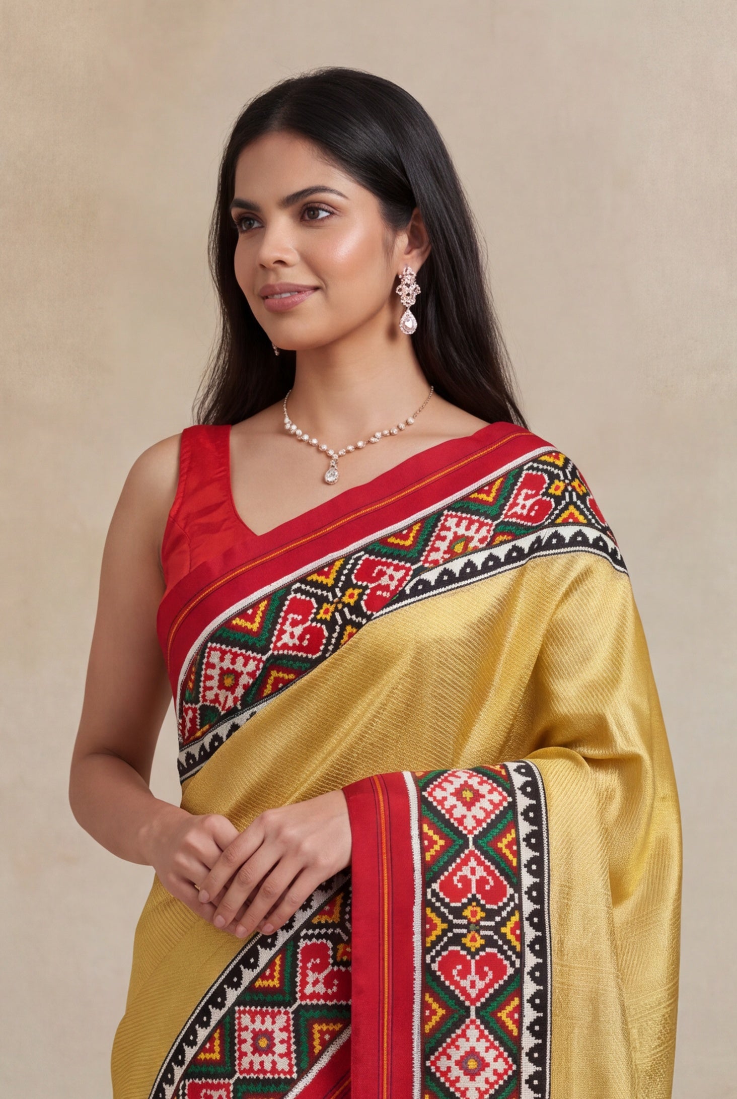 Gold Kanchivaram Silk Fusion Saree