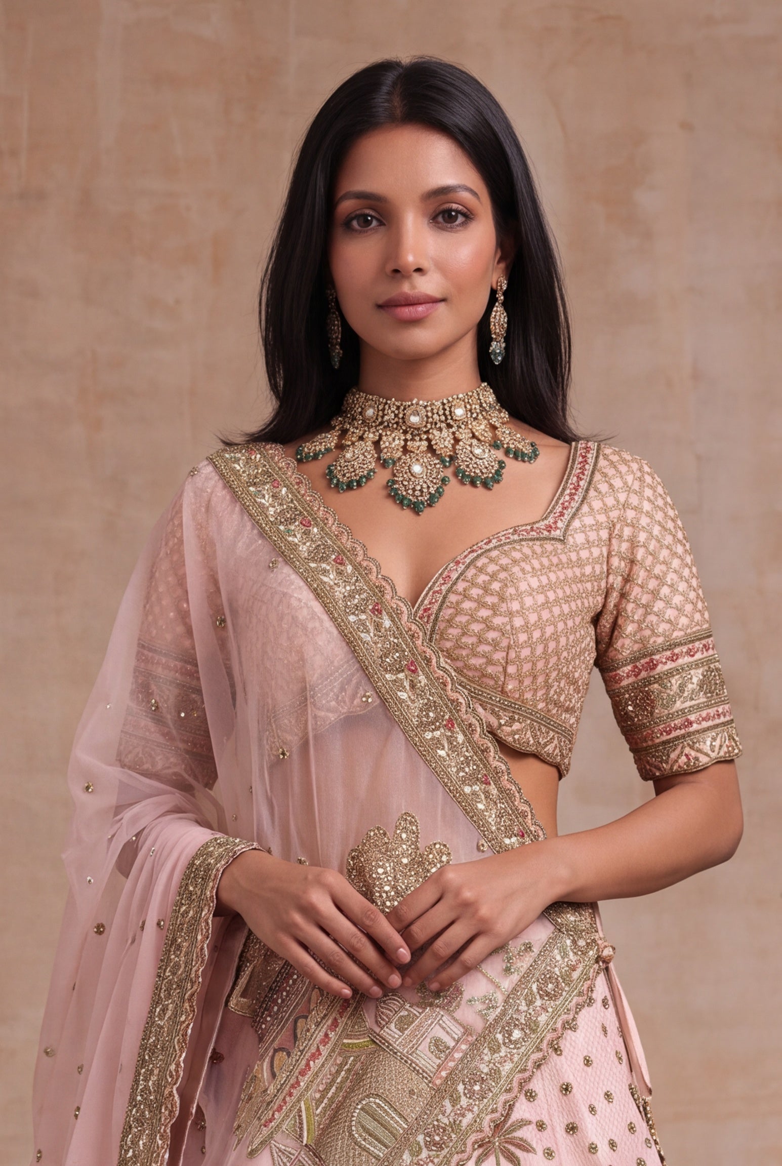 Blush Pink Raw Silk Lehenga