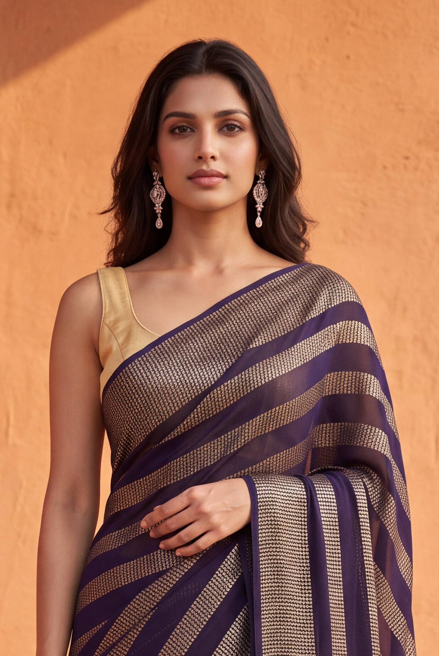 Purple Georgette Saree