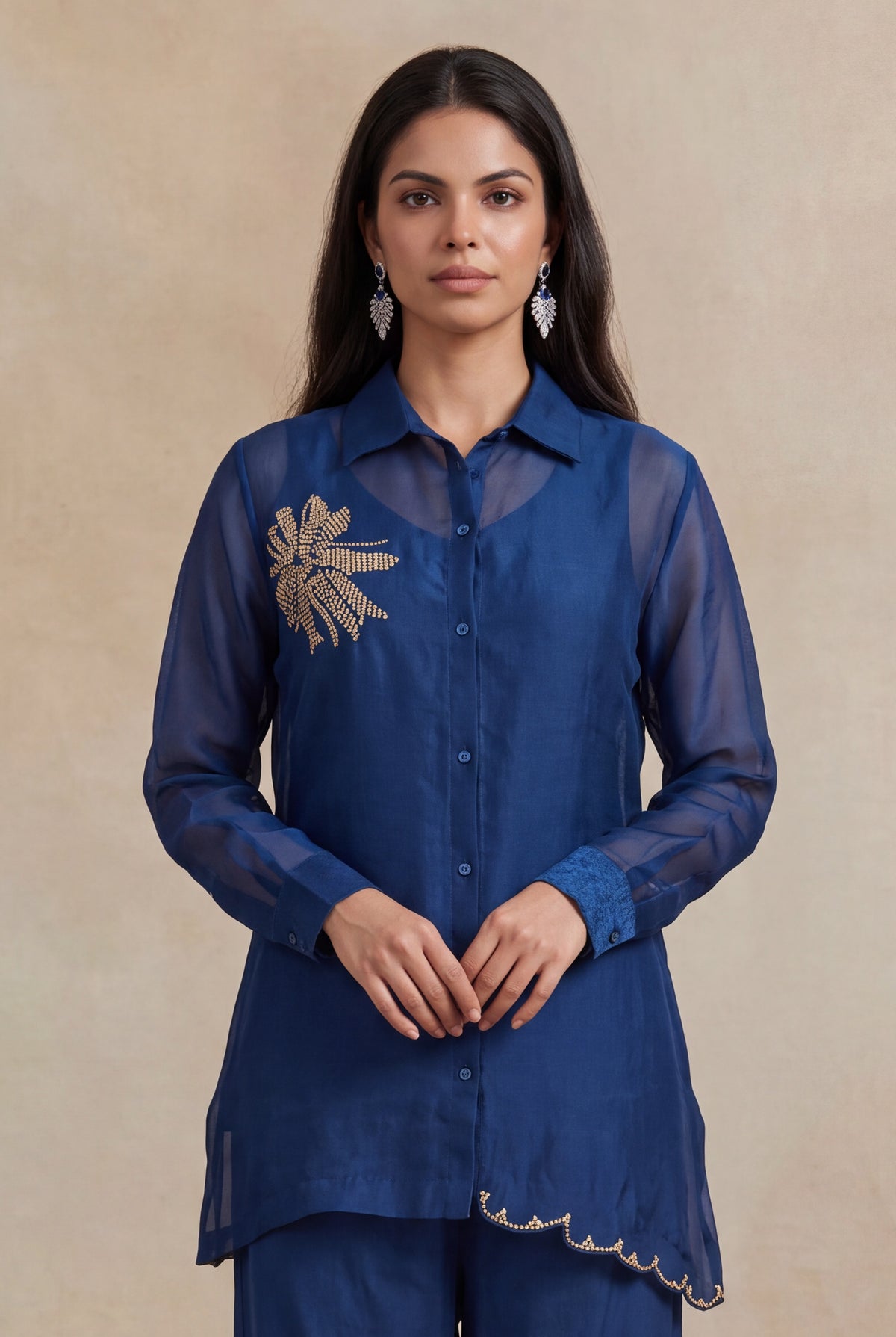 Royal Blue Organza Co-ord Set