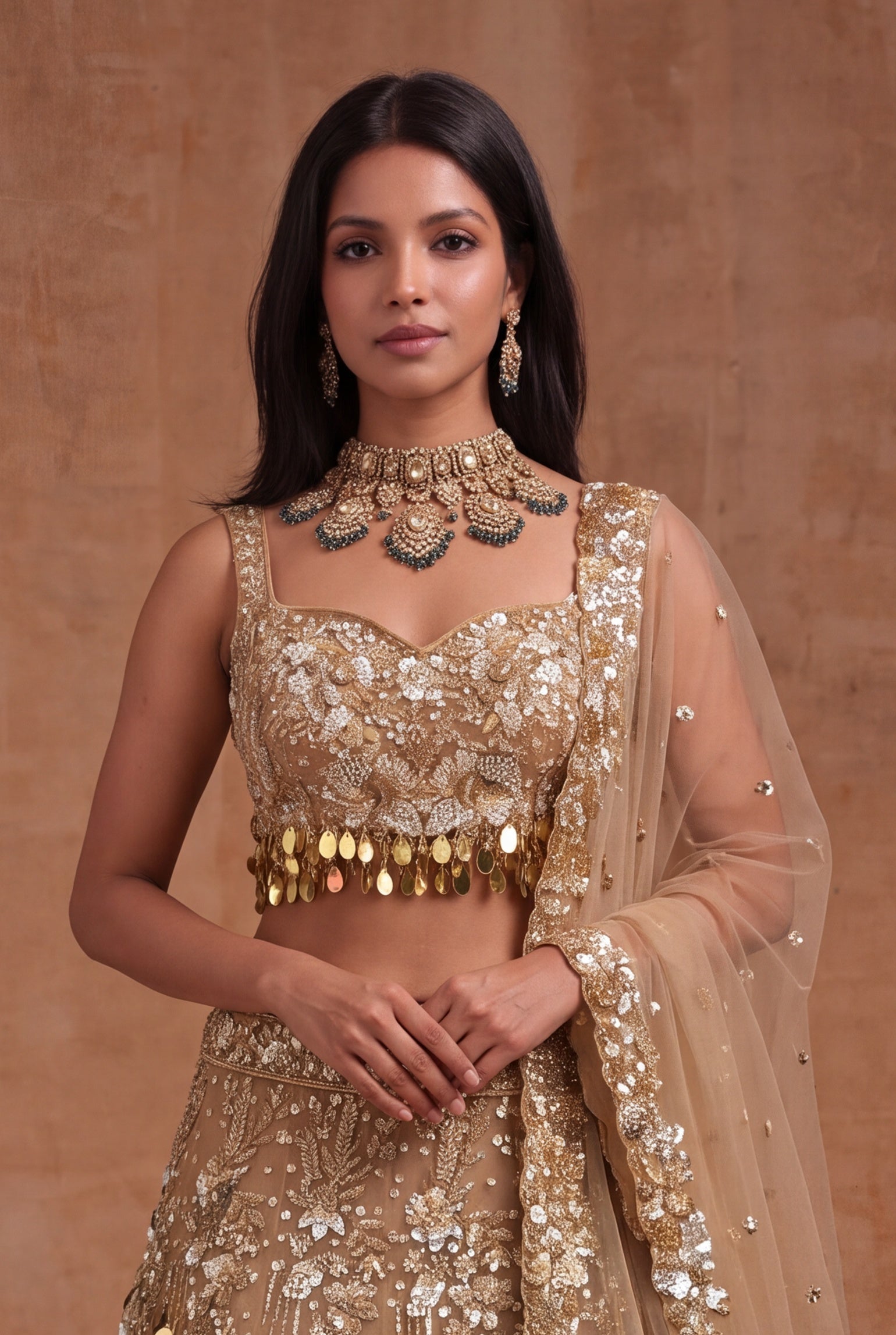 Gold Net Bridal Lehenga