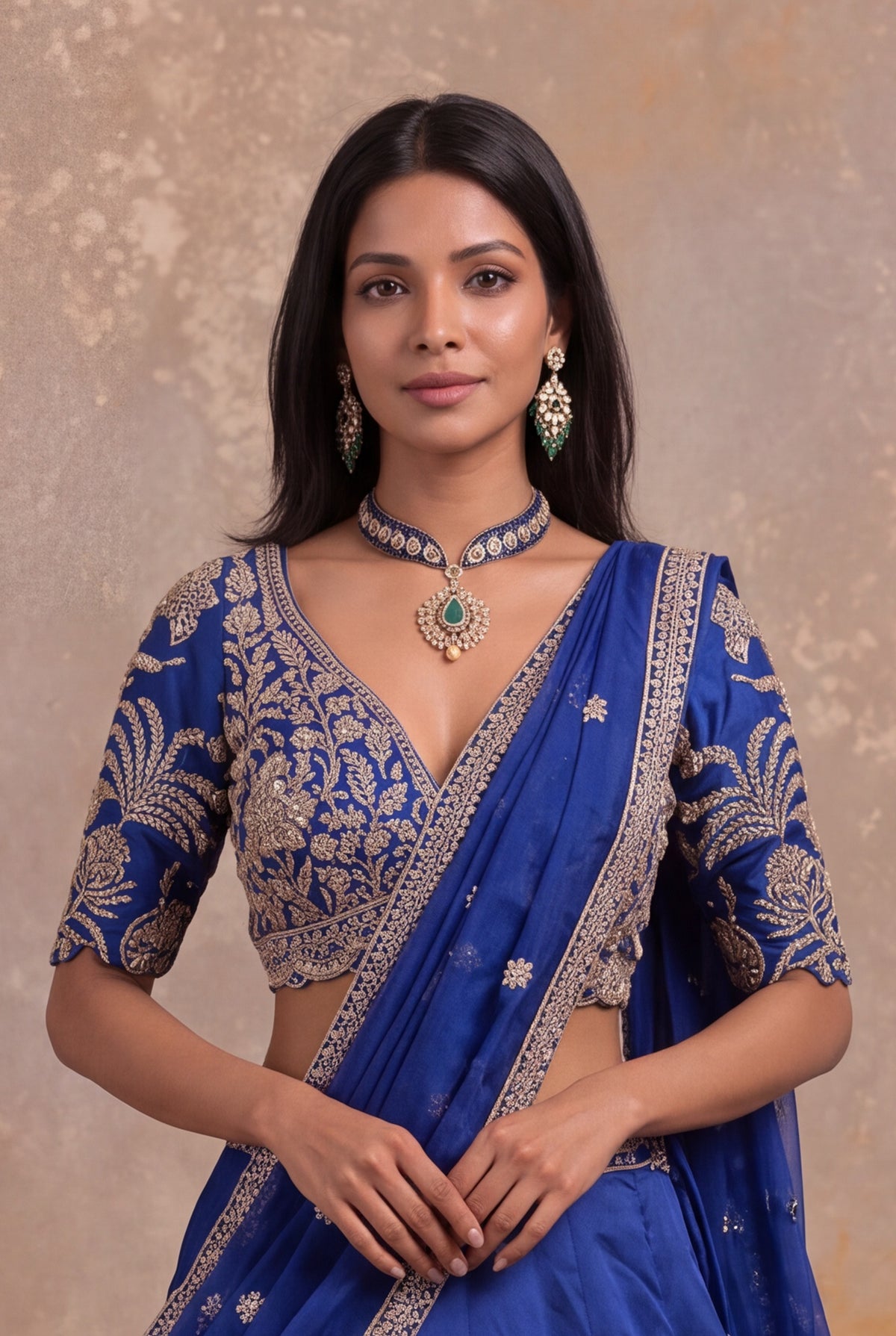 Ink Blue Kanchivaram Silk Lehenga