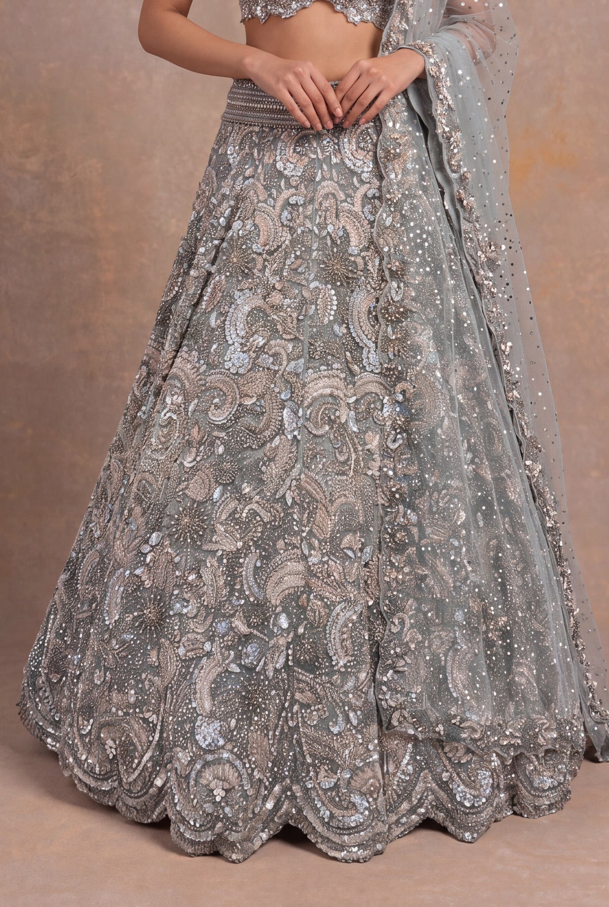 Sea Blue Net Lehenga