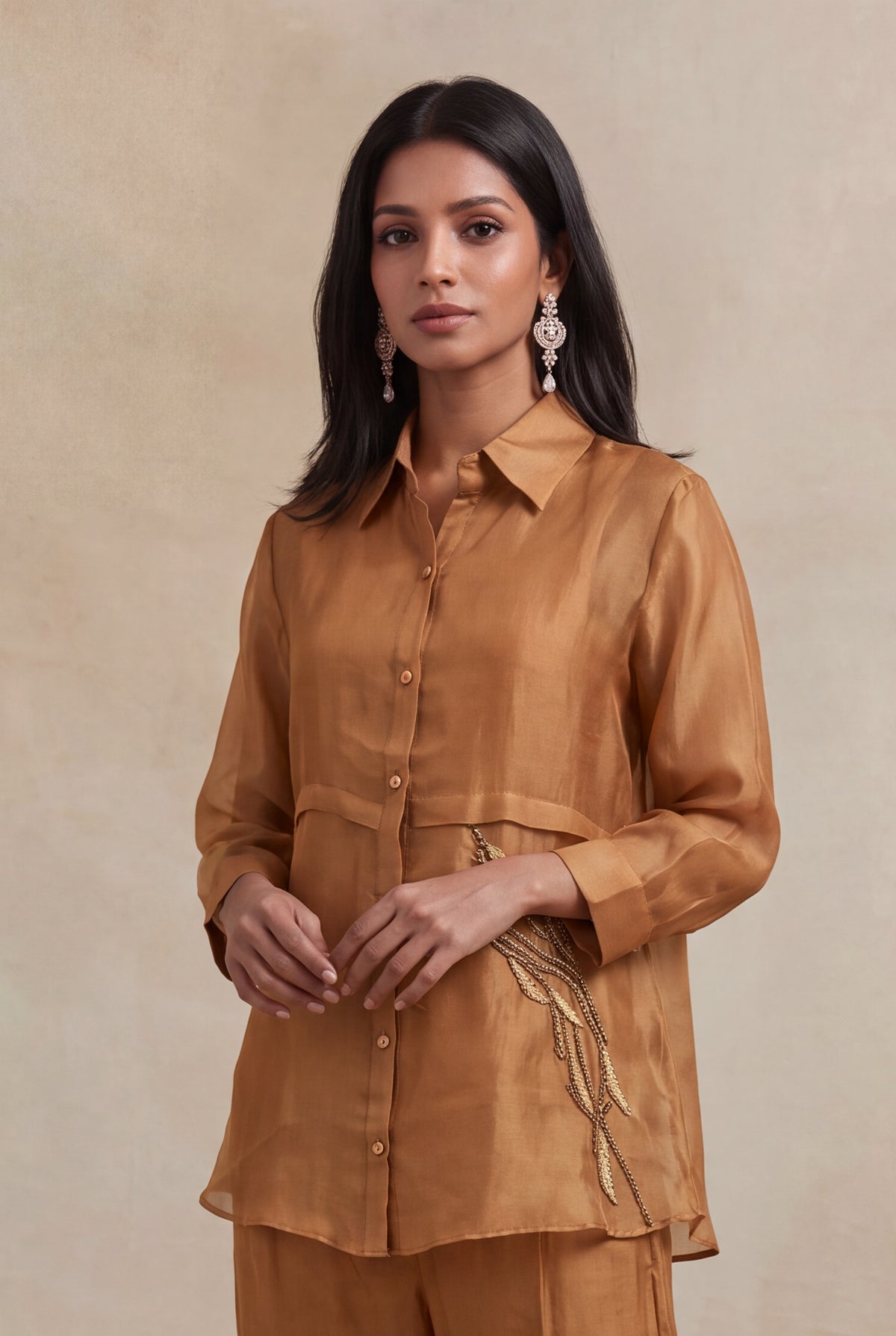 Rust Organza Katdana Co-ord Set