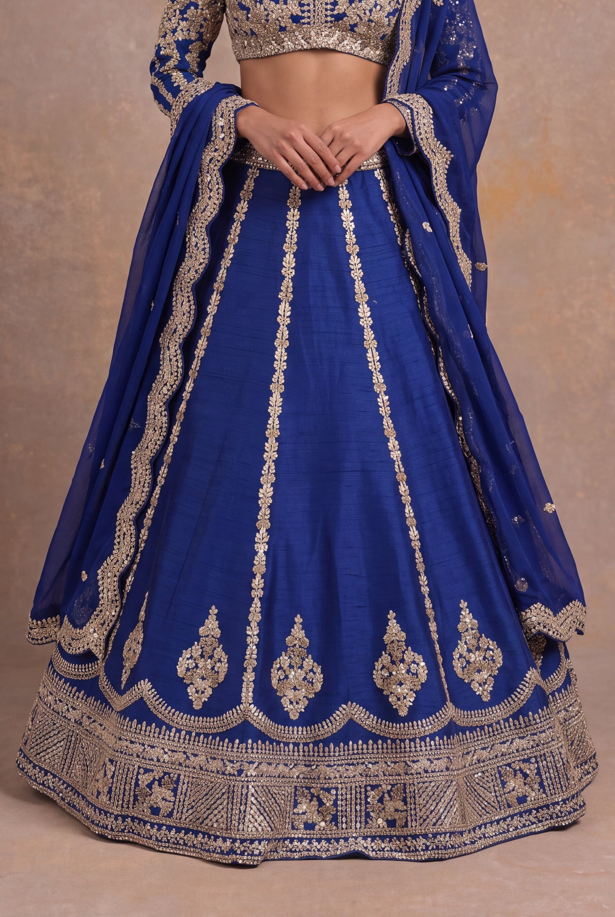 Royal Blue Raw Silk Lehenga