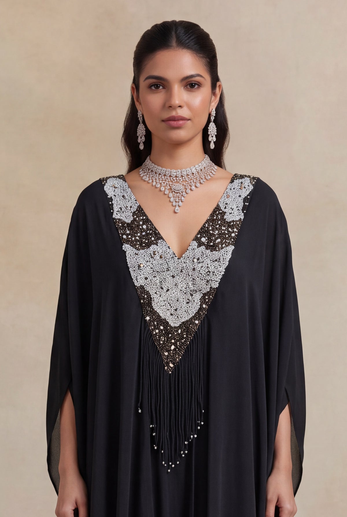 Black Satin Sharara Set