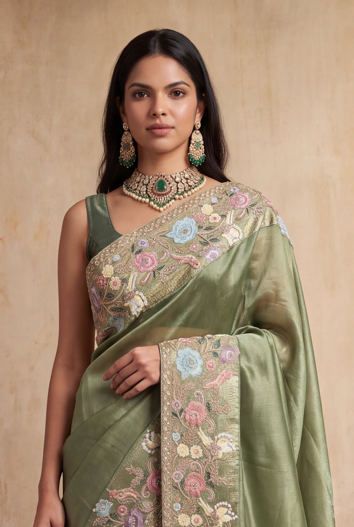 Sage Green Kanchivaram Pattu Silk Saree