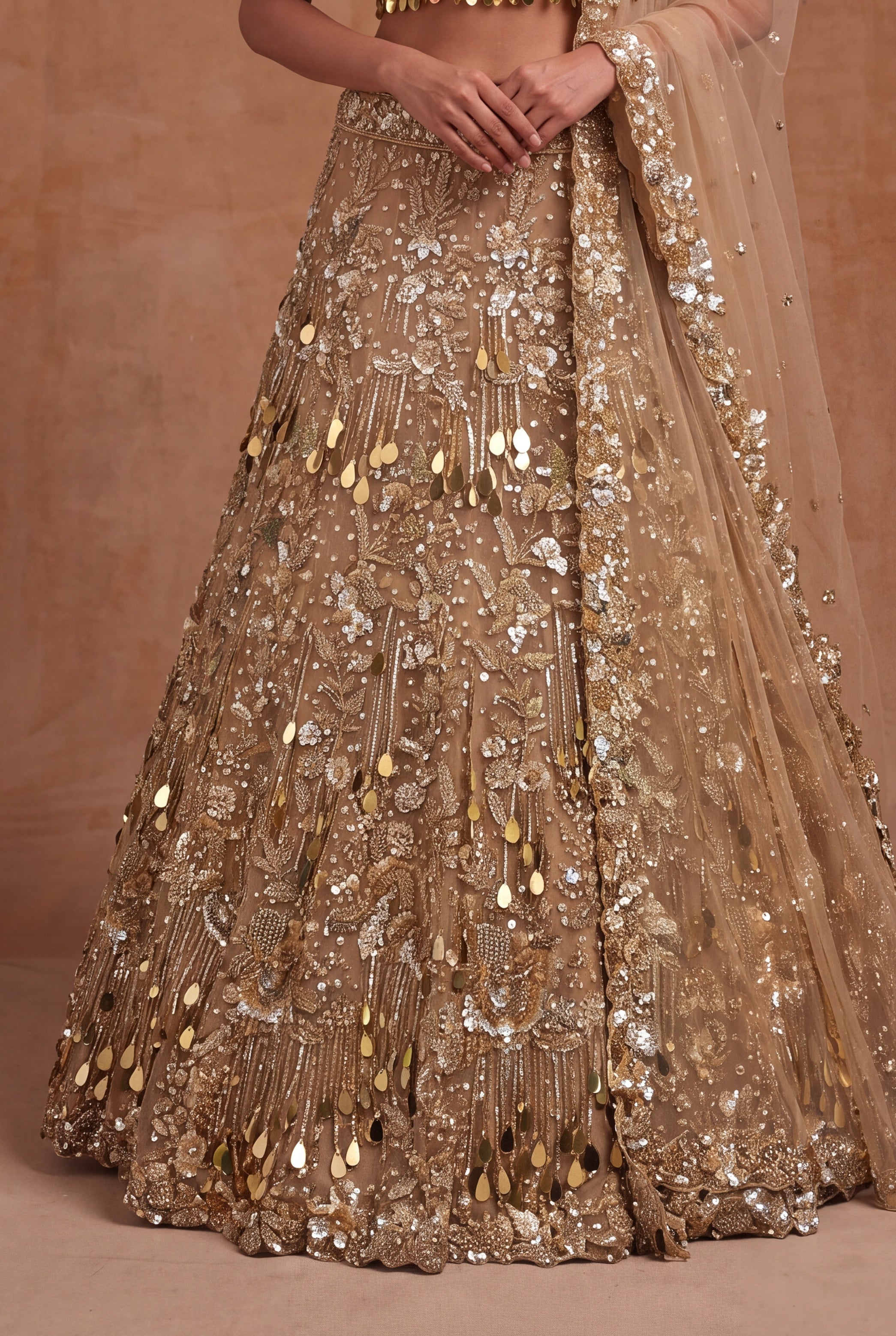 Gold Net Bridal Lehenga