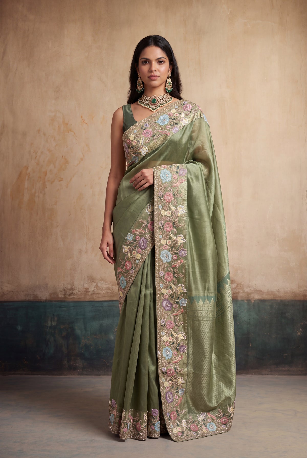 Sage Green Kanchivaram Pattu Silk Saree