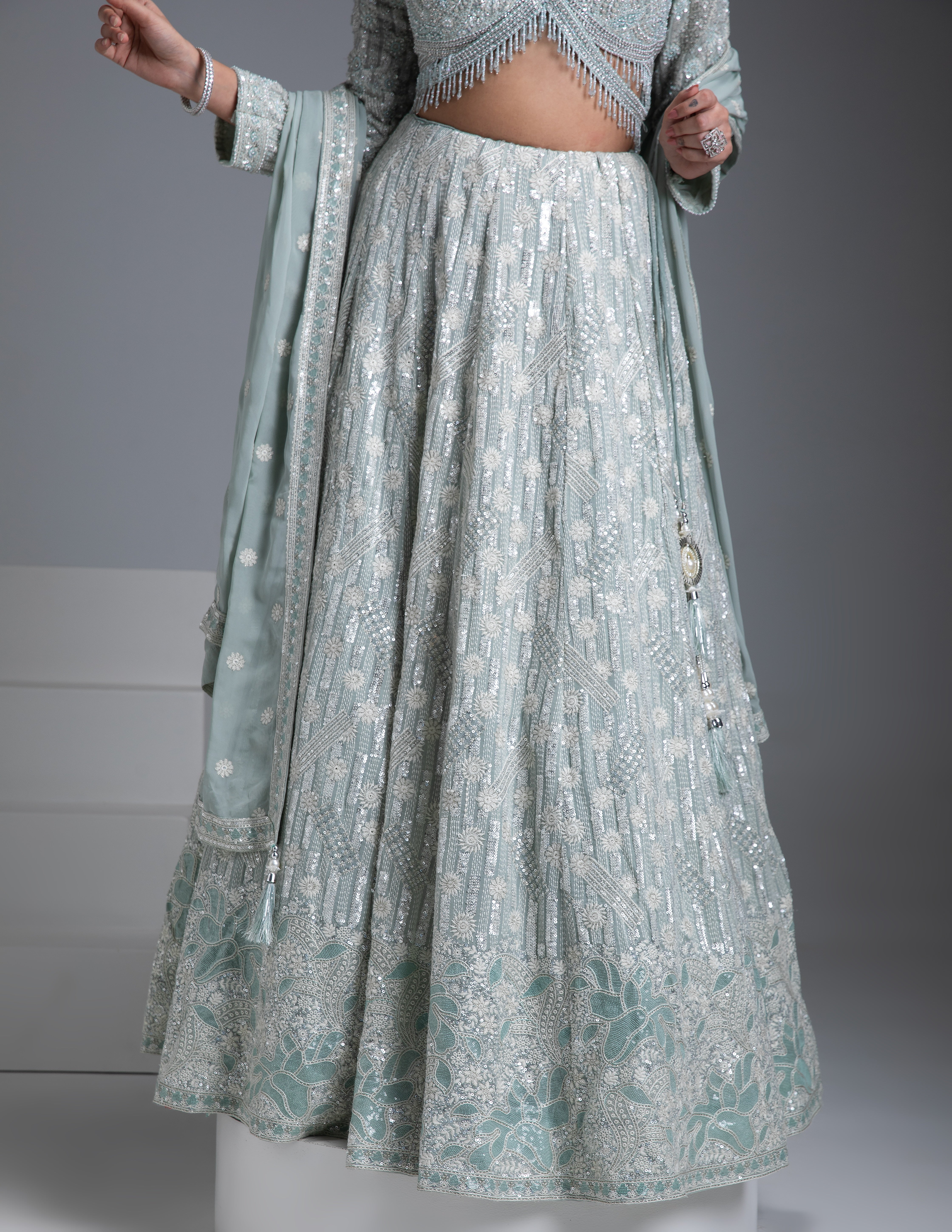 Mint Green Lehenga Set - Mokshaa