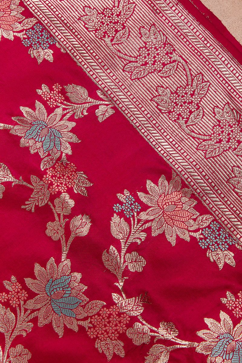 Maroon Banarasi Silk Saree - Mokshaa