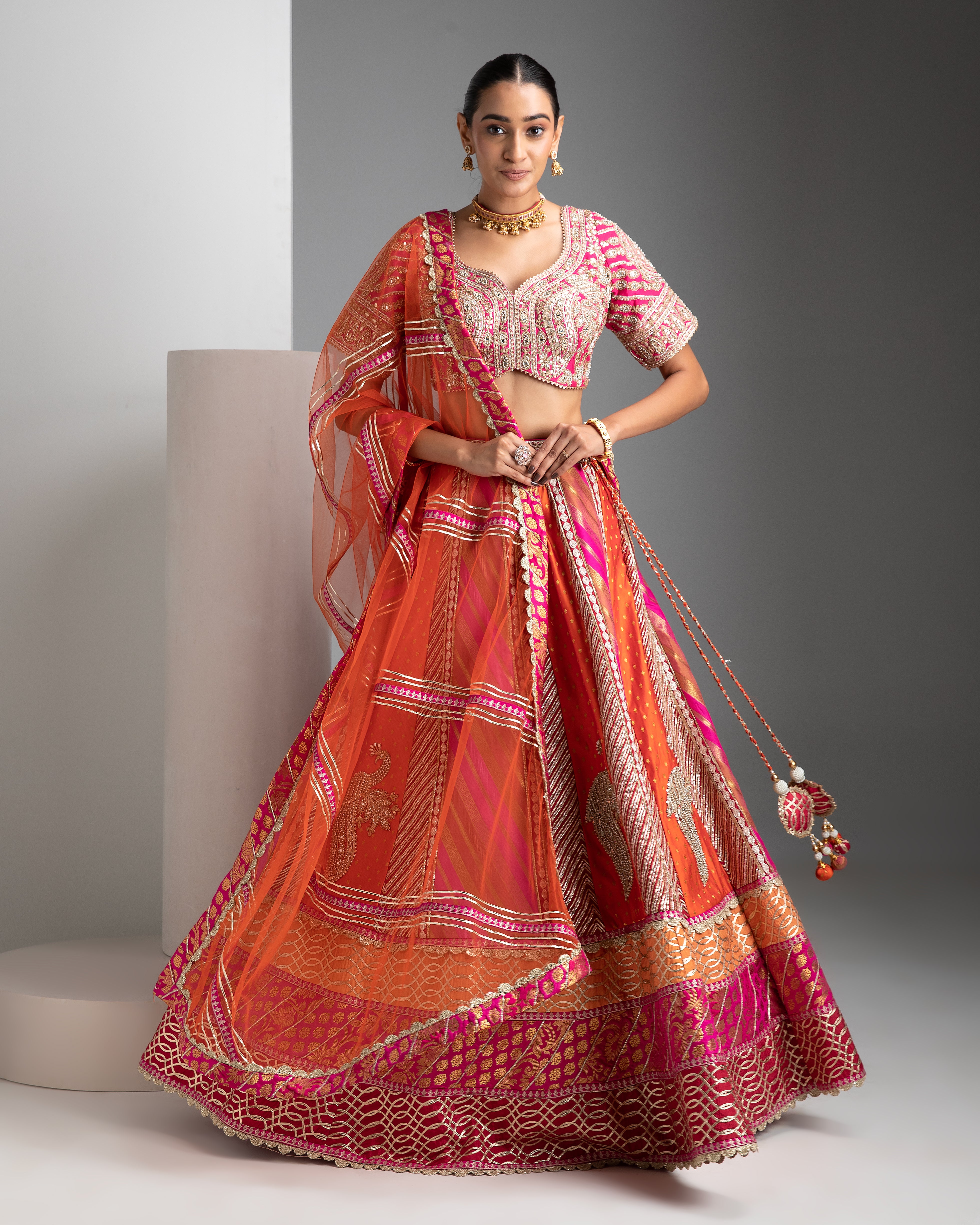 Multicolor Banarasi Lehenga Set - Mokshaa