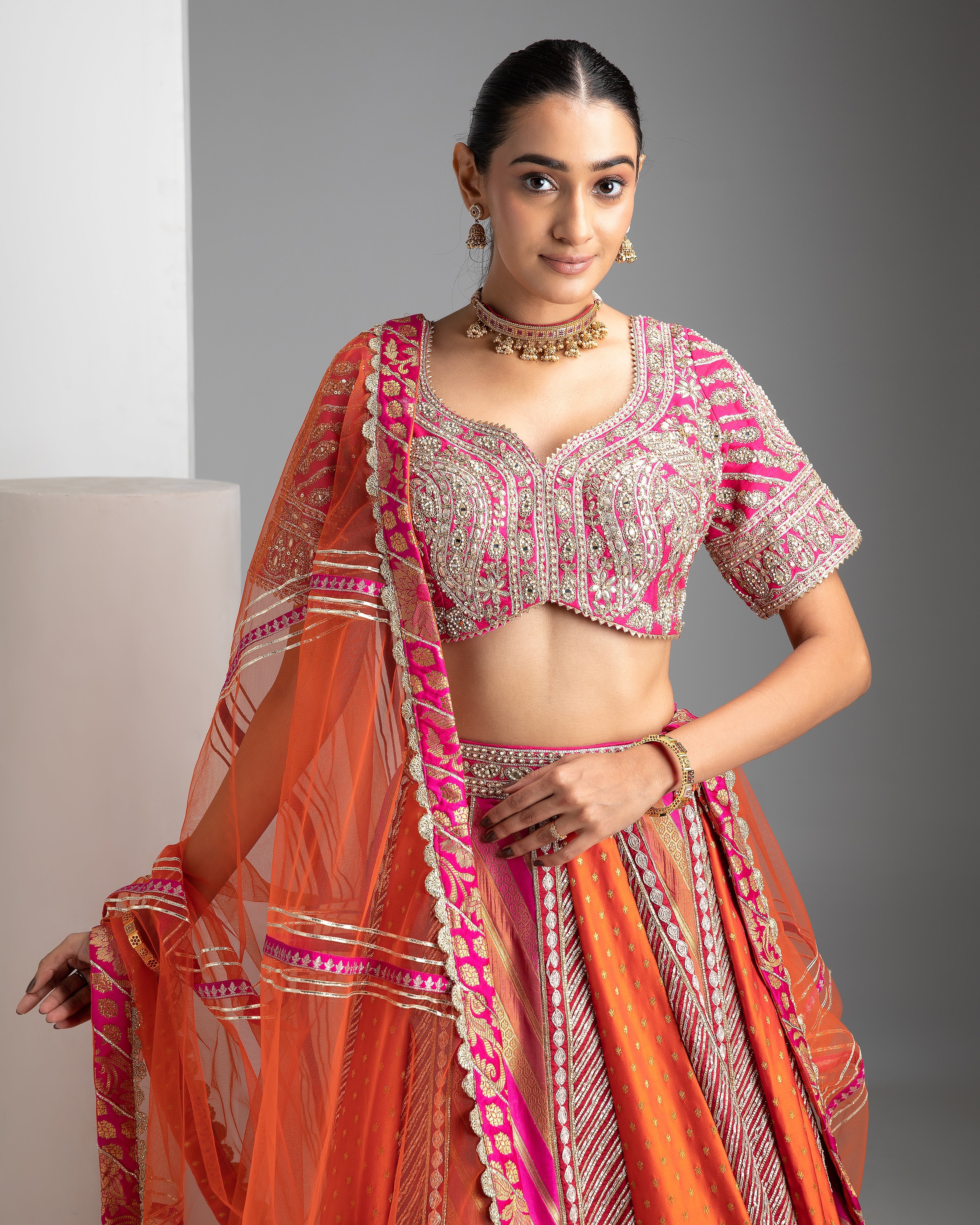 Multicolor Banarasi Lehenga Set - Mokshaa