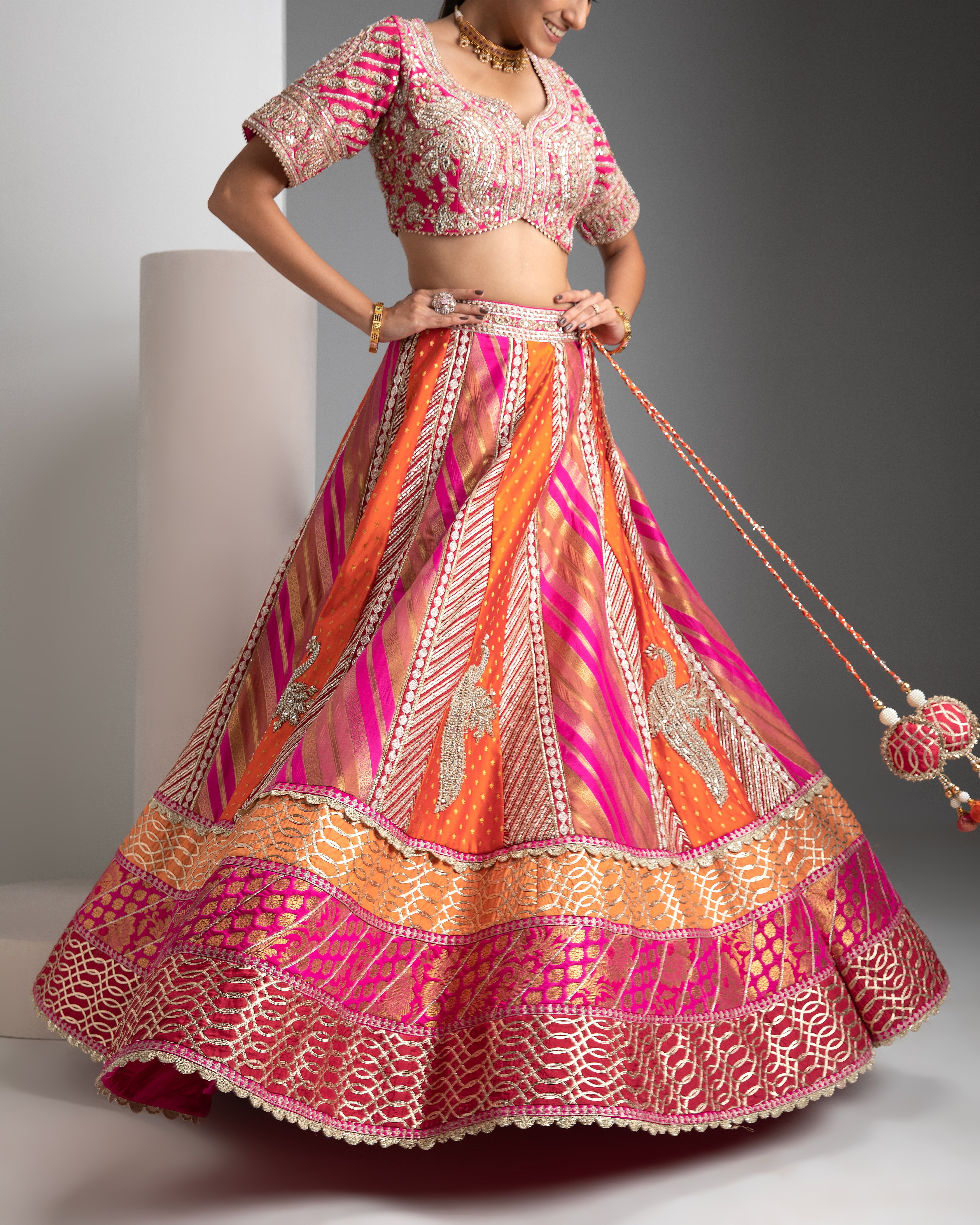 Multicolor Banarasi Lehenga Set - Mokshaa