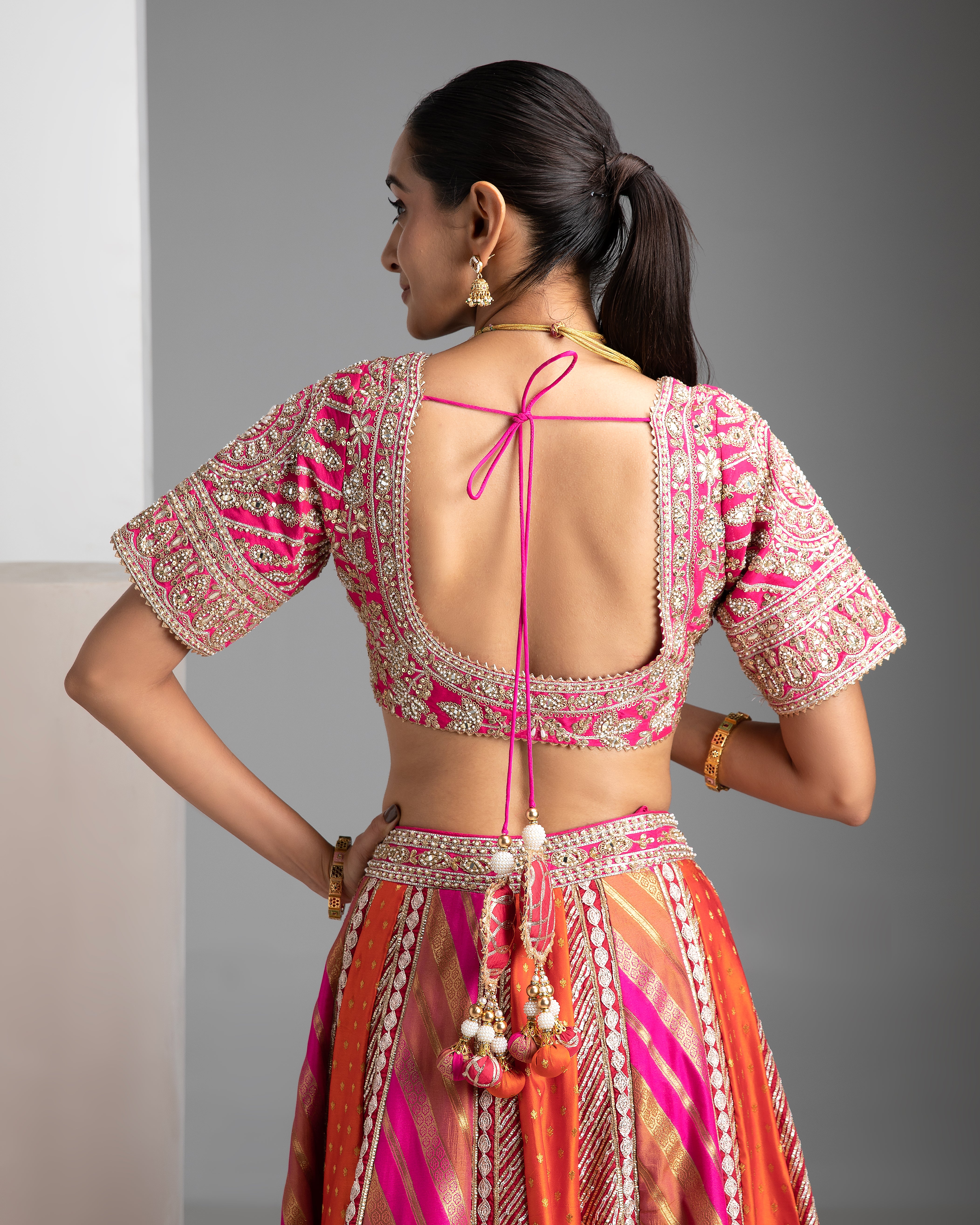 Multicolor Banarasi Lehenga Set - Mokshaa