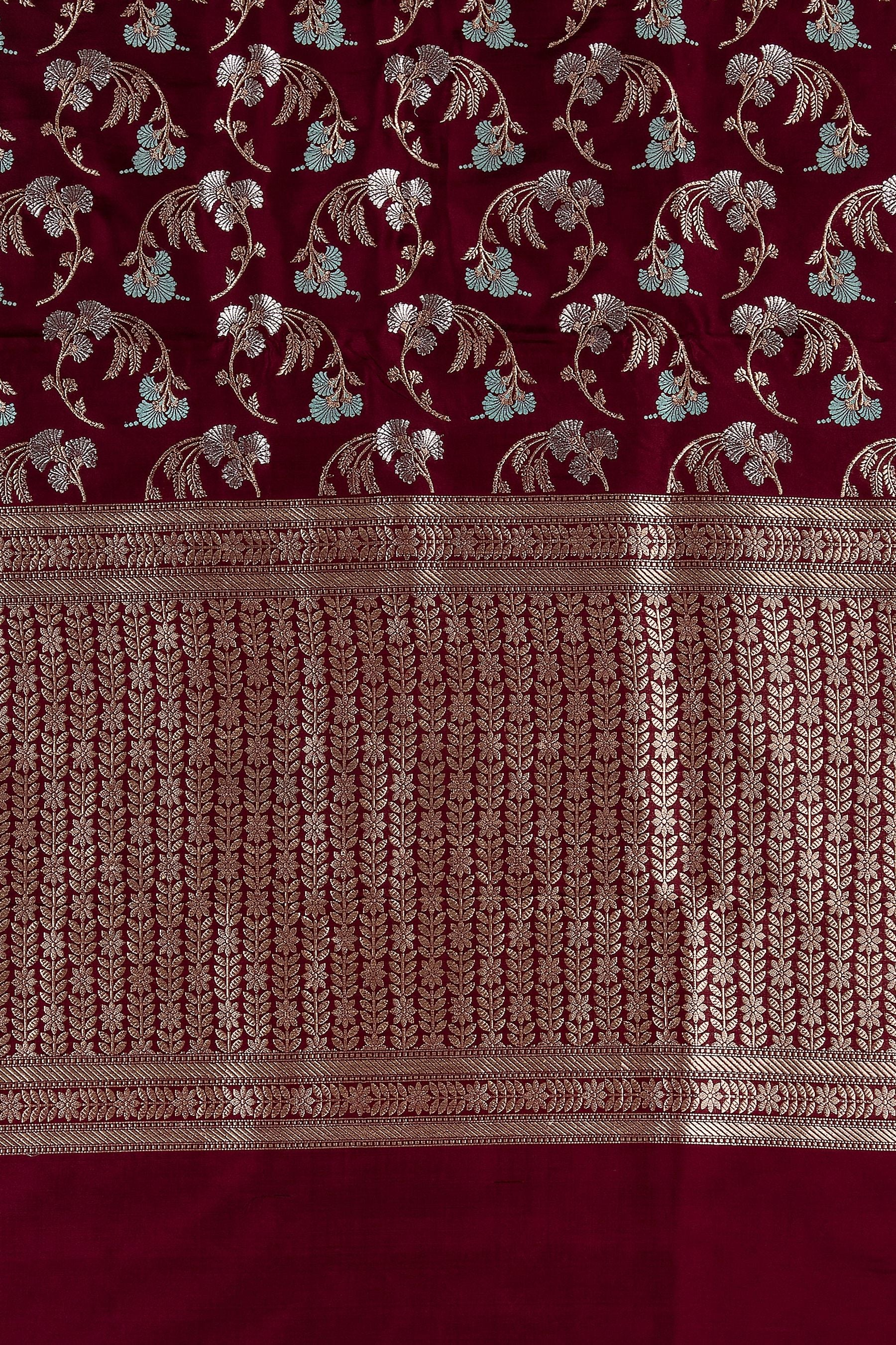 Brown Banarasi Silk Saree - Mokshaa