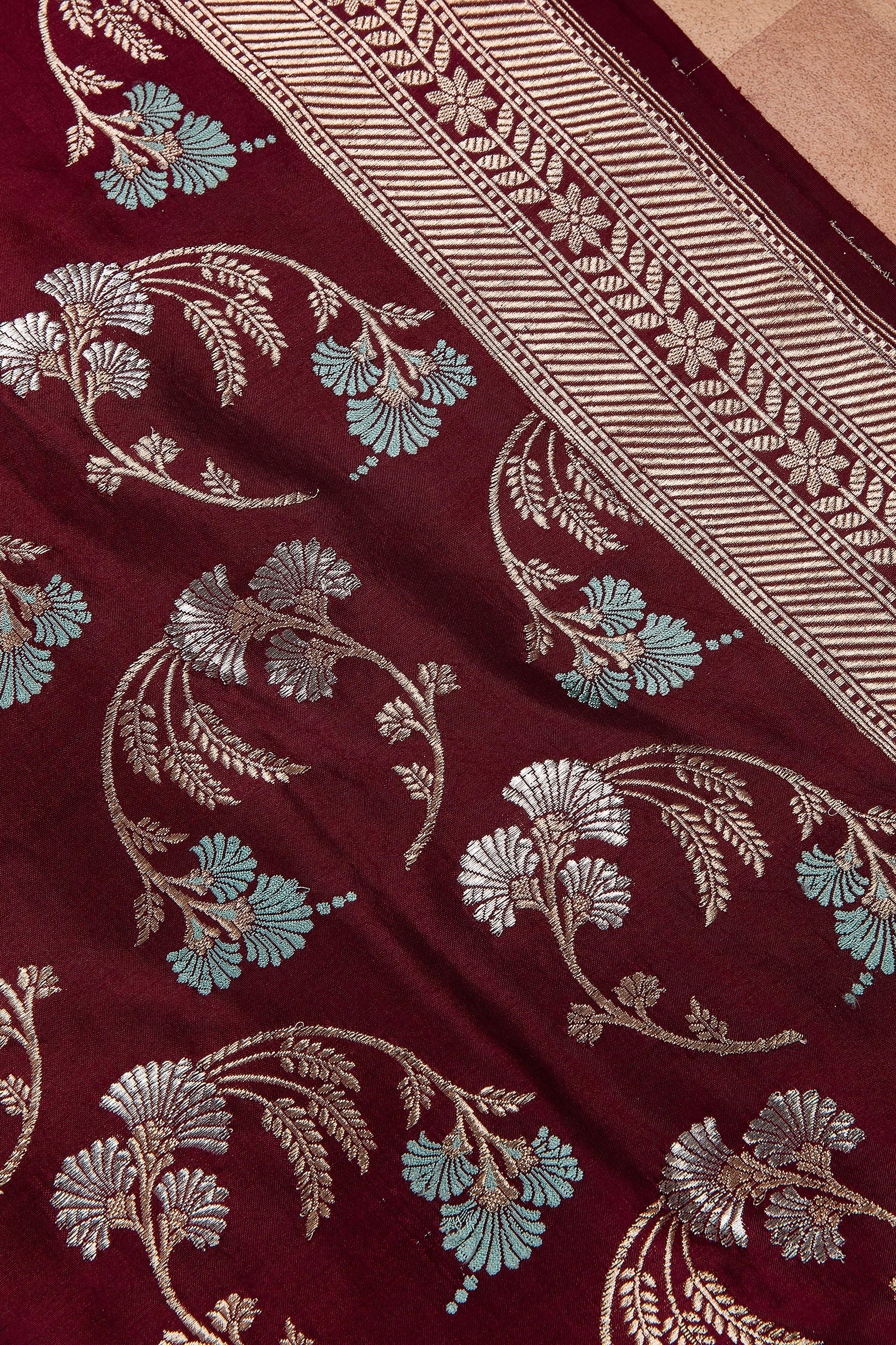 Brown Banarasi Silk Saree - Mokshaa