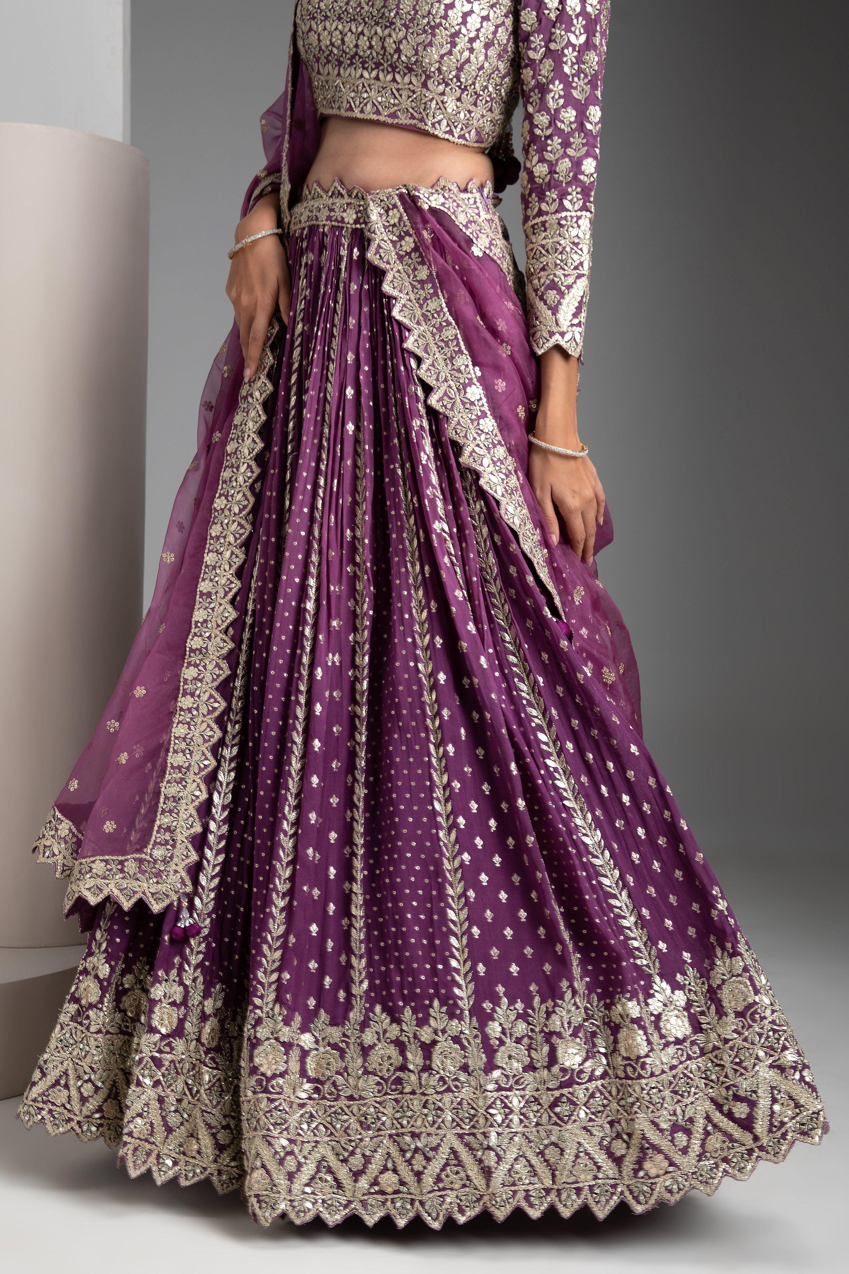 Violet Georgette Lehenga Set - Mokshaa