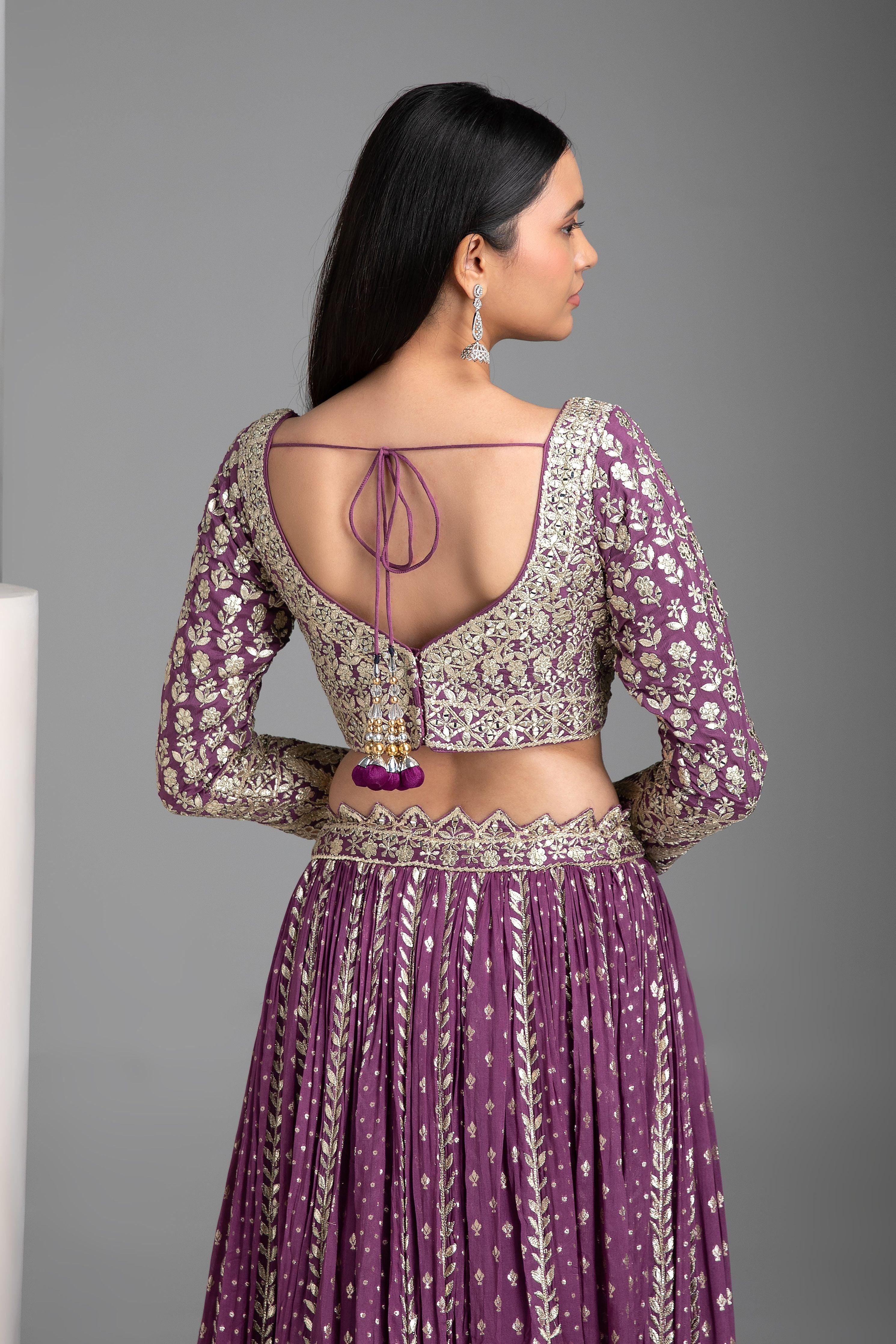 Violet Georgette Lehenga Set - Mokshaa