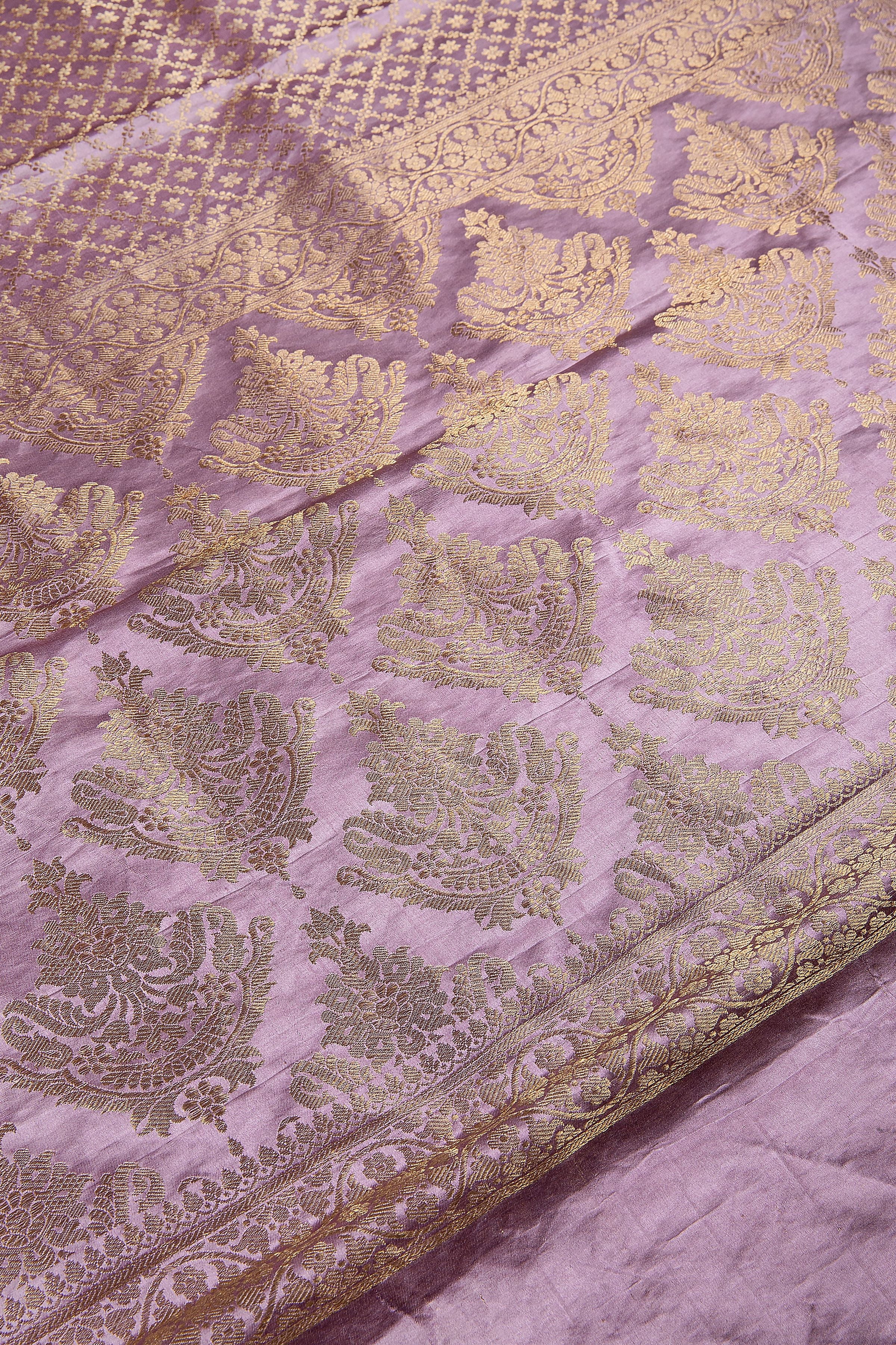 Lilac Banarasi Silk Saree - Mokshaa