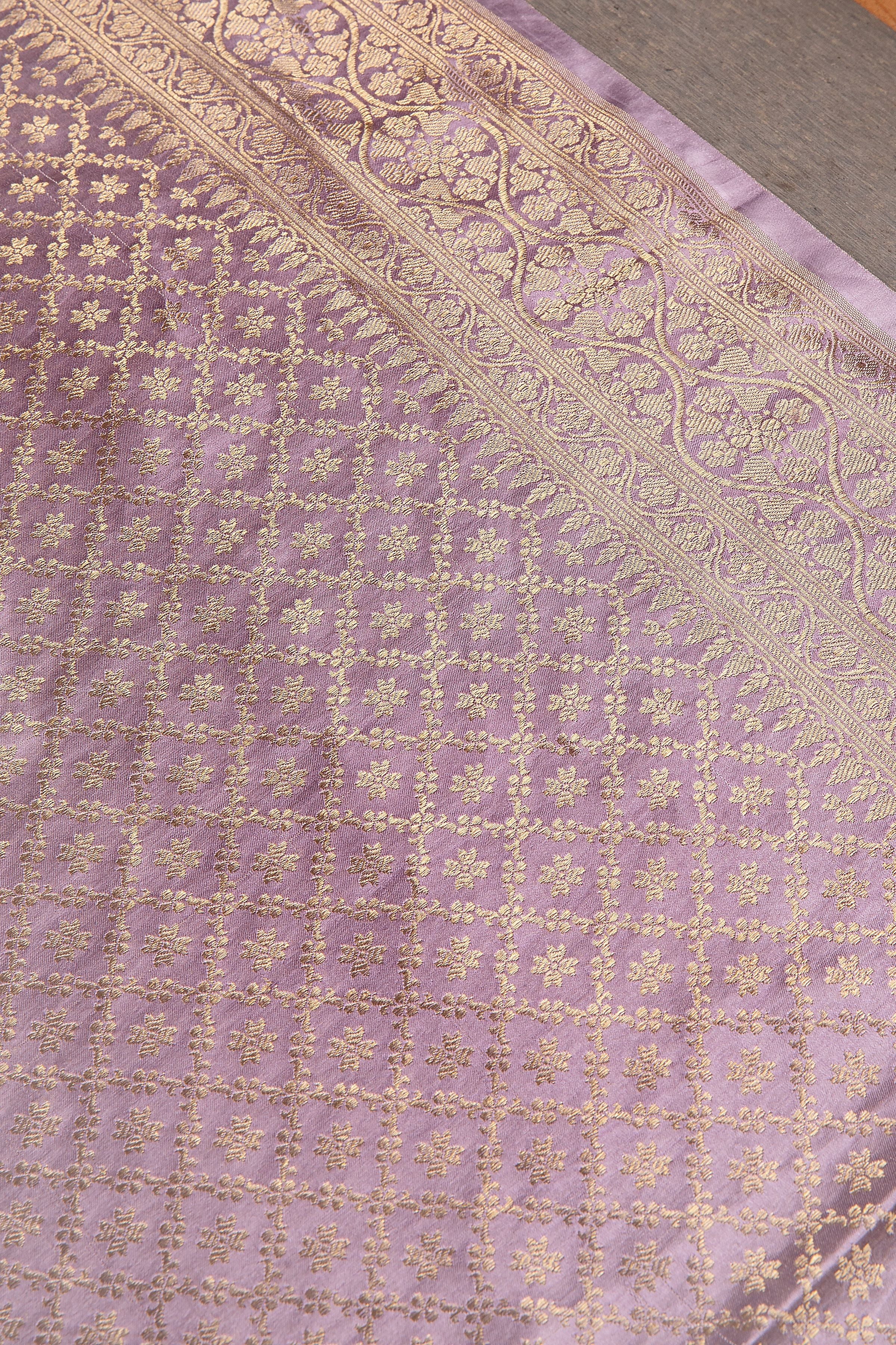 Lilac Banarasi Silk Saree - Mokshaa