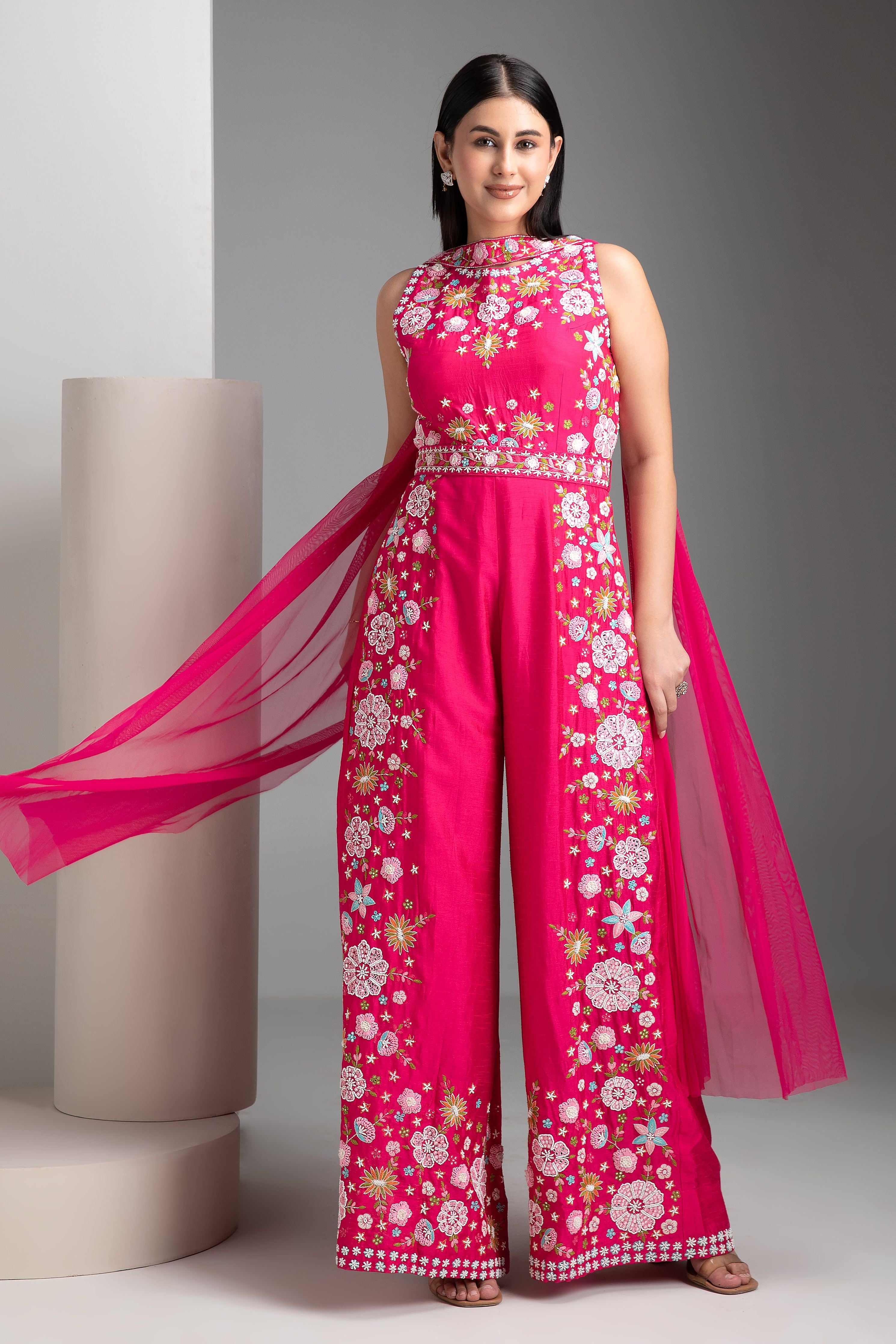 Hot Pink Jumpsuit - Mokshaa