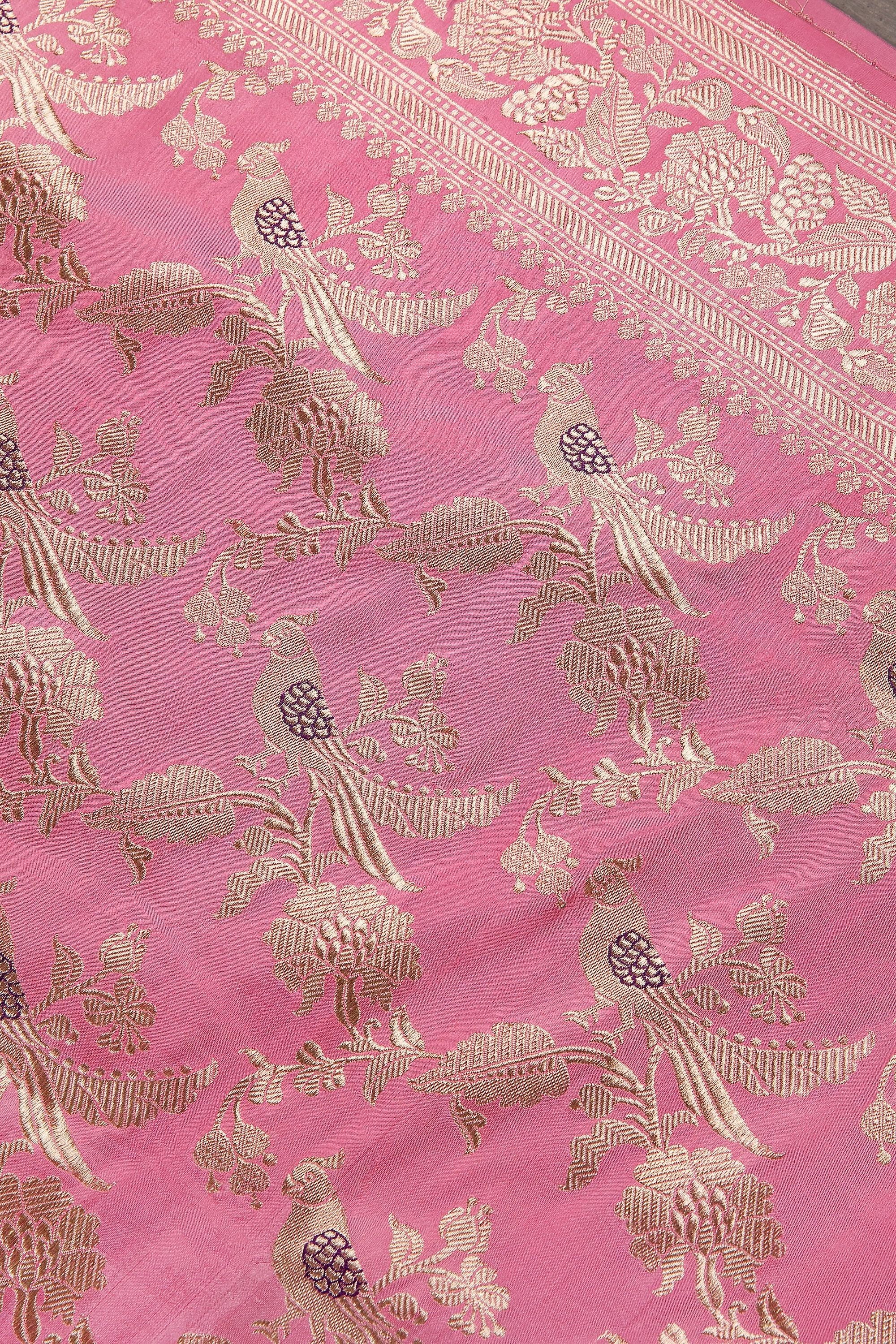 Pink Banarasi Silk Saree - Mokshaa