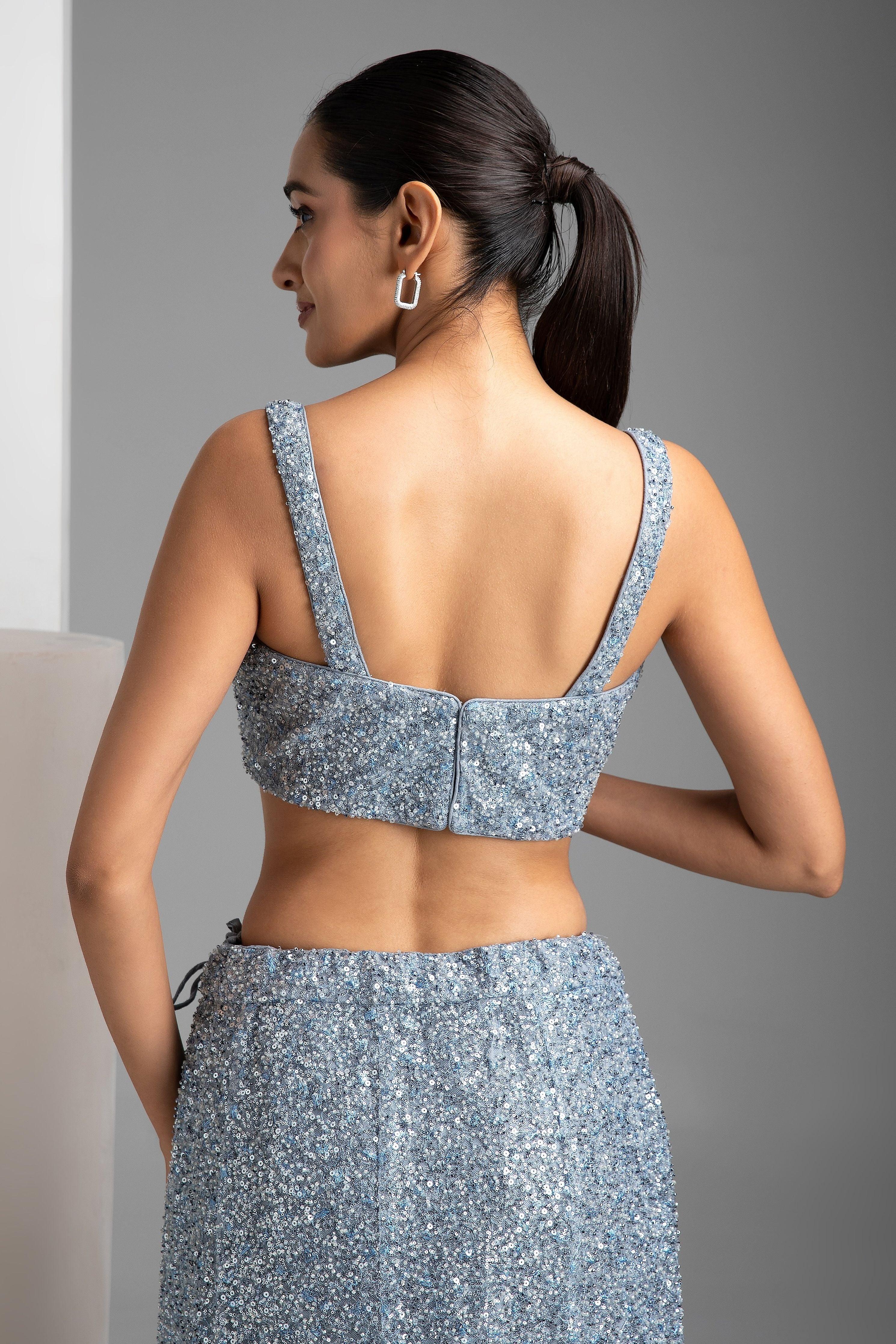 French Grey Lehenga with jacket - Mokshaa