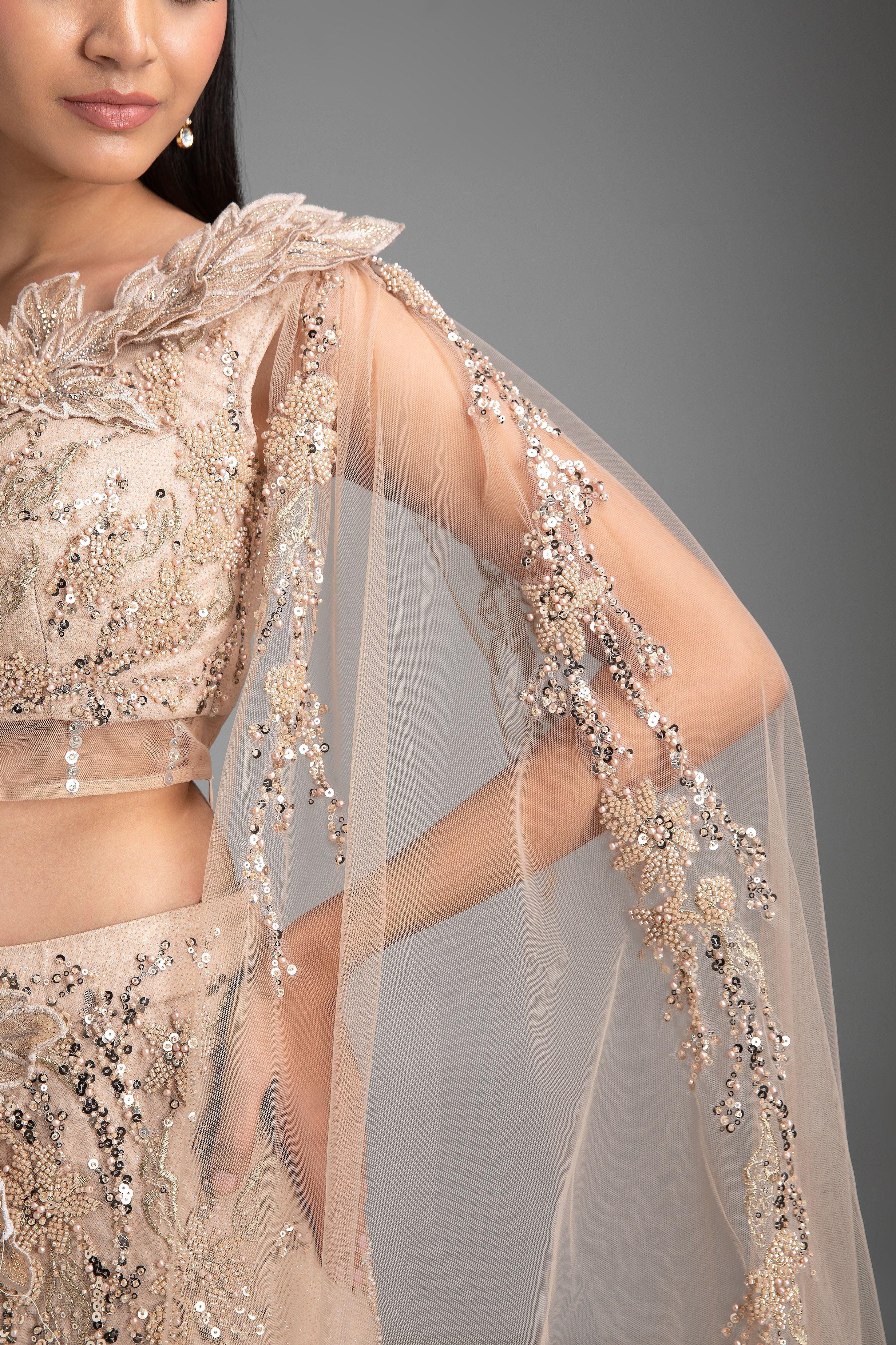 Champagne Mermaid Lehenga Set - Mokshaa