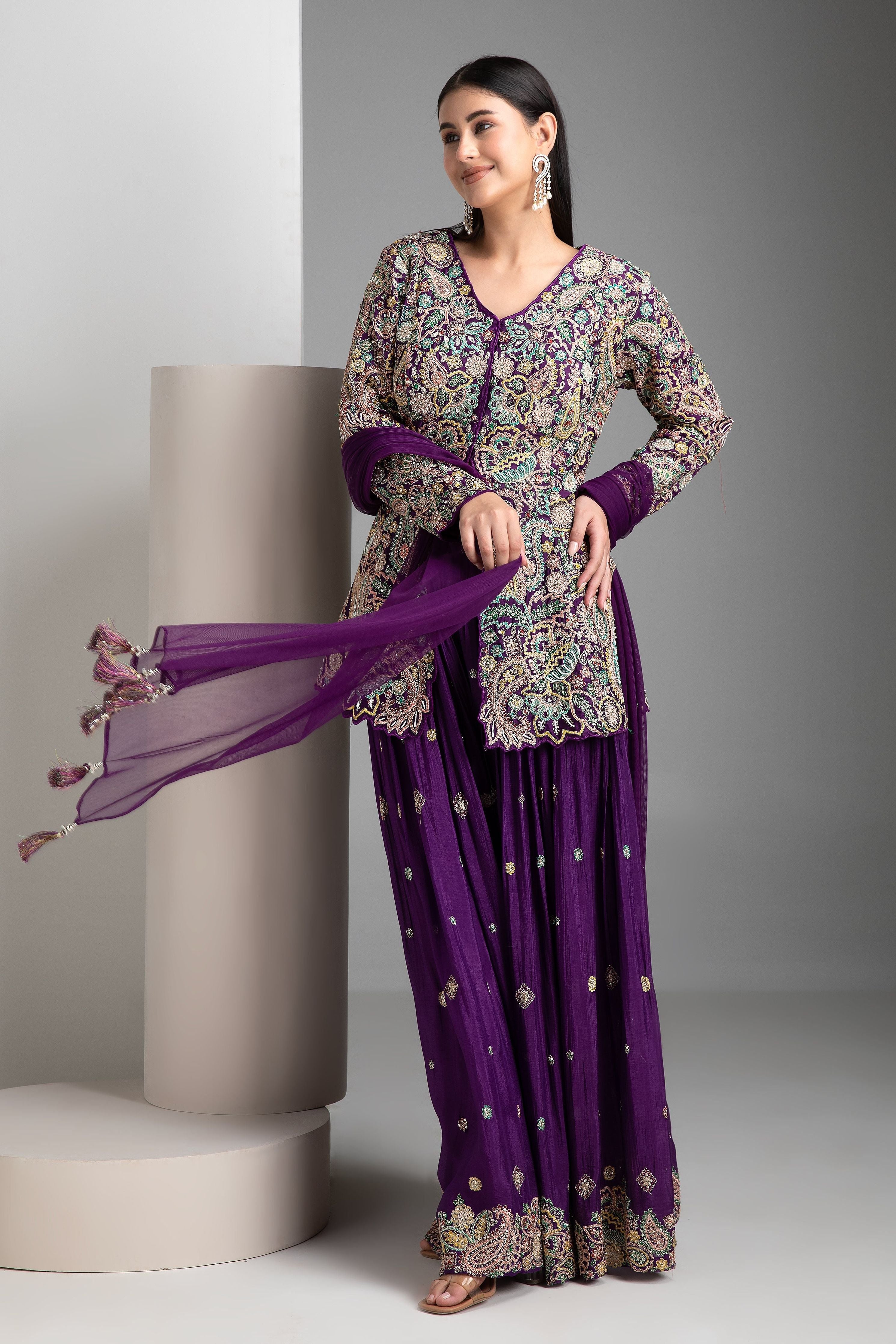 Purple Silk Indo-Western - Mokshaa