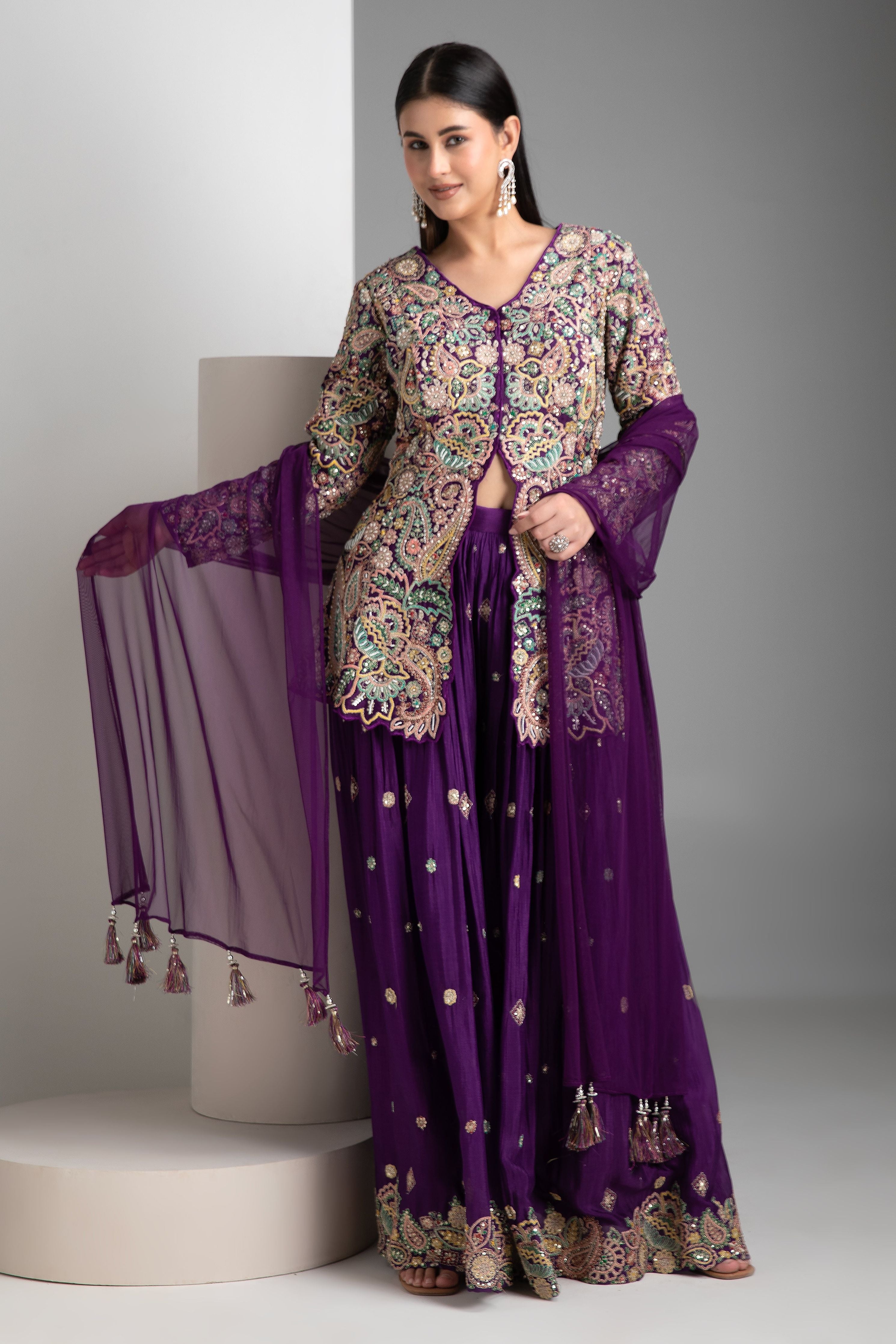 Purple Silk Indo-Western - Mokshaa