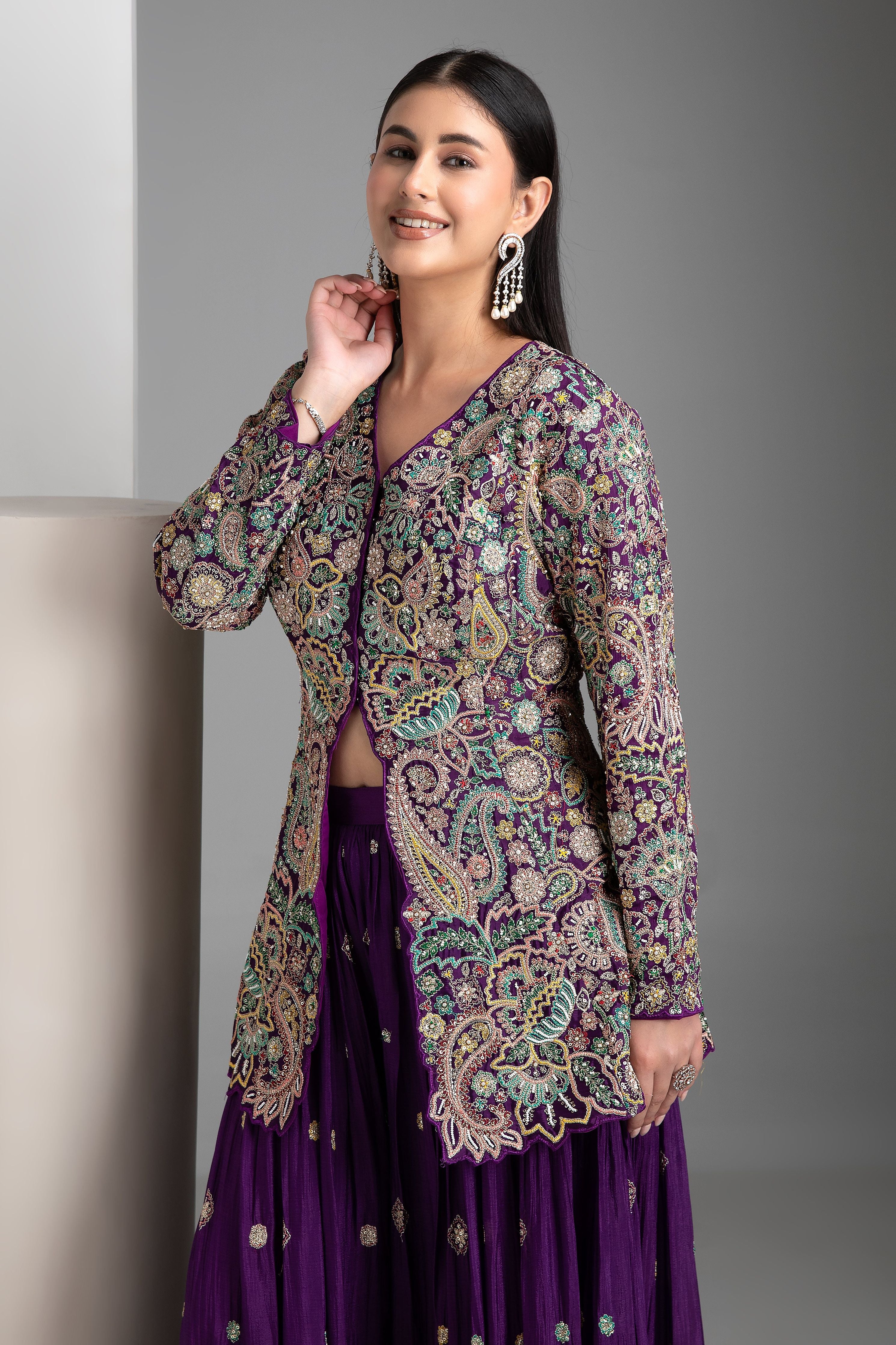 Purple Silk Indo-Western - Mokshaa