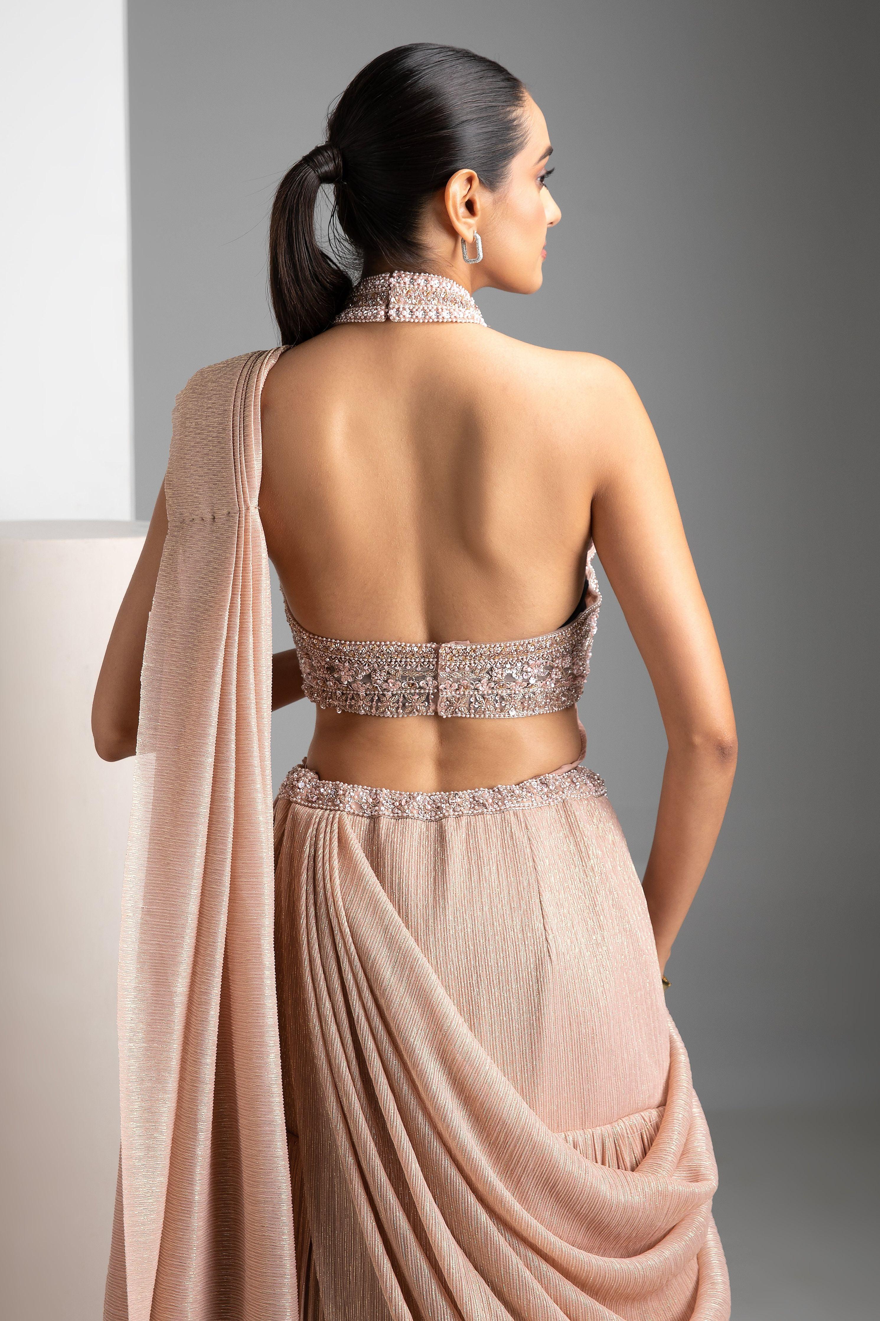 Pale Oyster Shimmer Mermaid Lehenga Set - Mokshaa