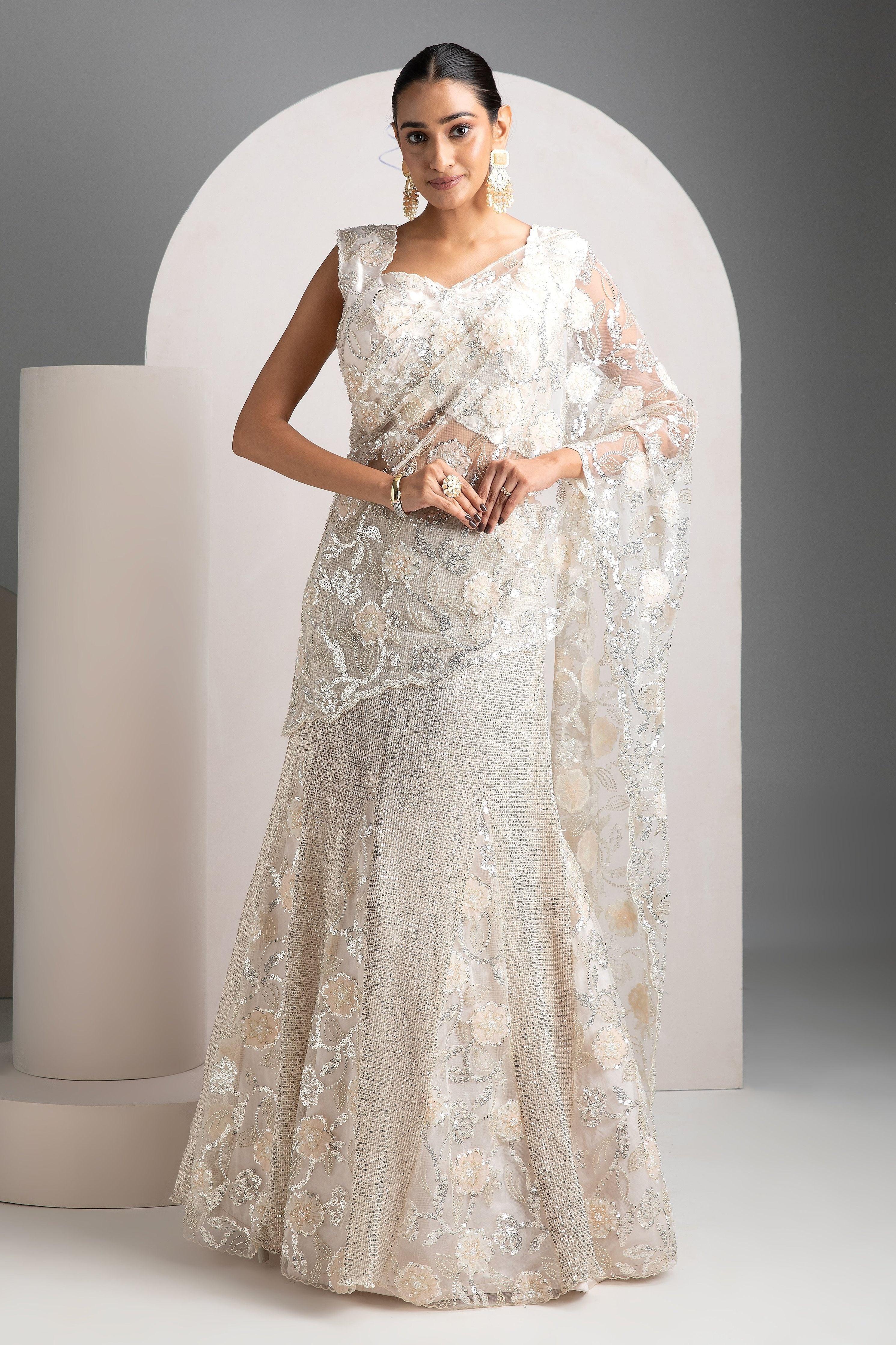 Ivory Mermaid Lehenga Set - Mokshaa