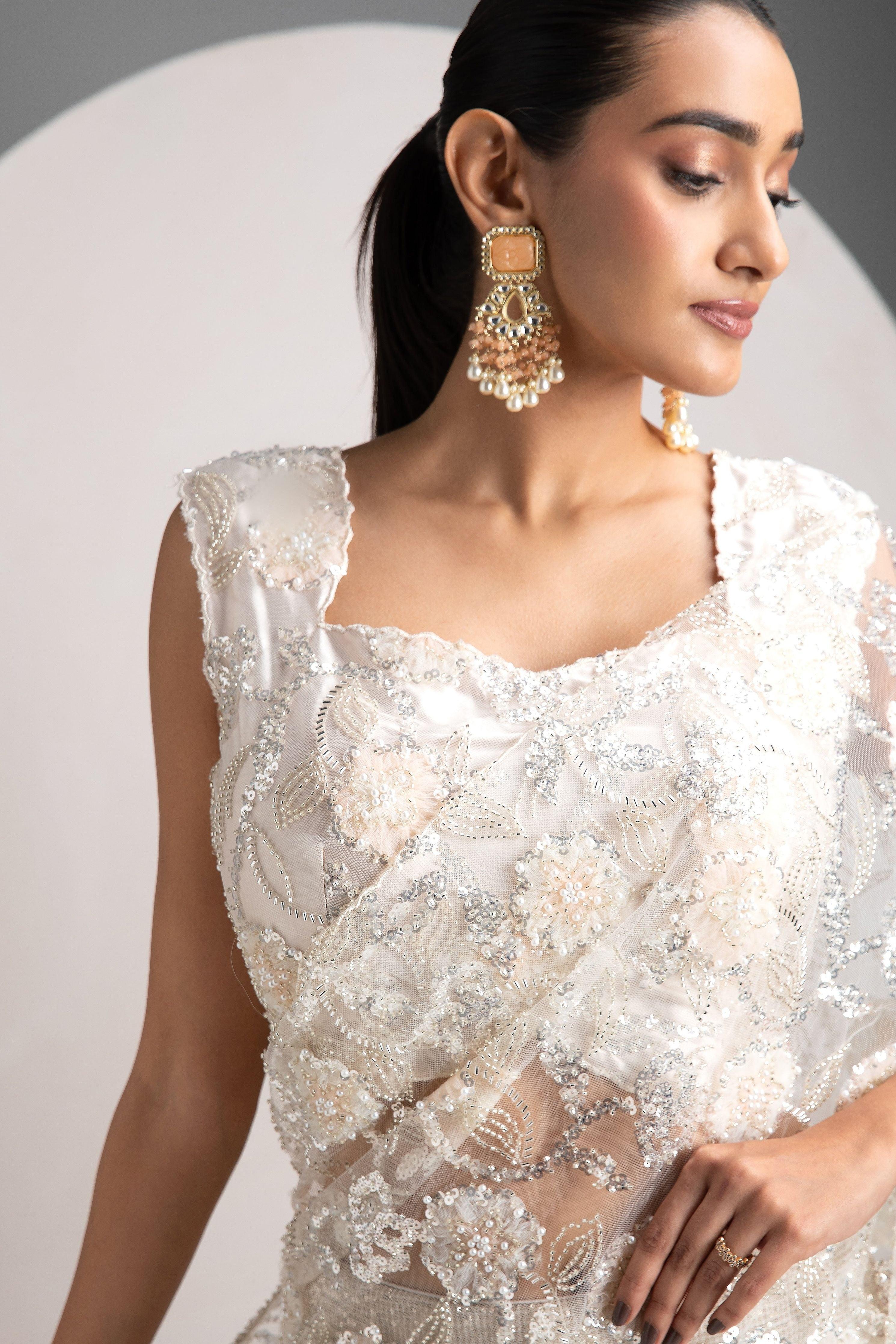 Ivory Mermaid Lehenga Set - Mokshaa
