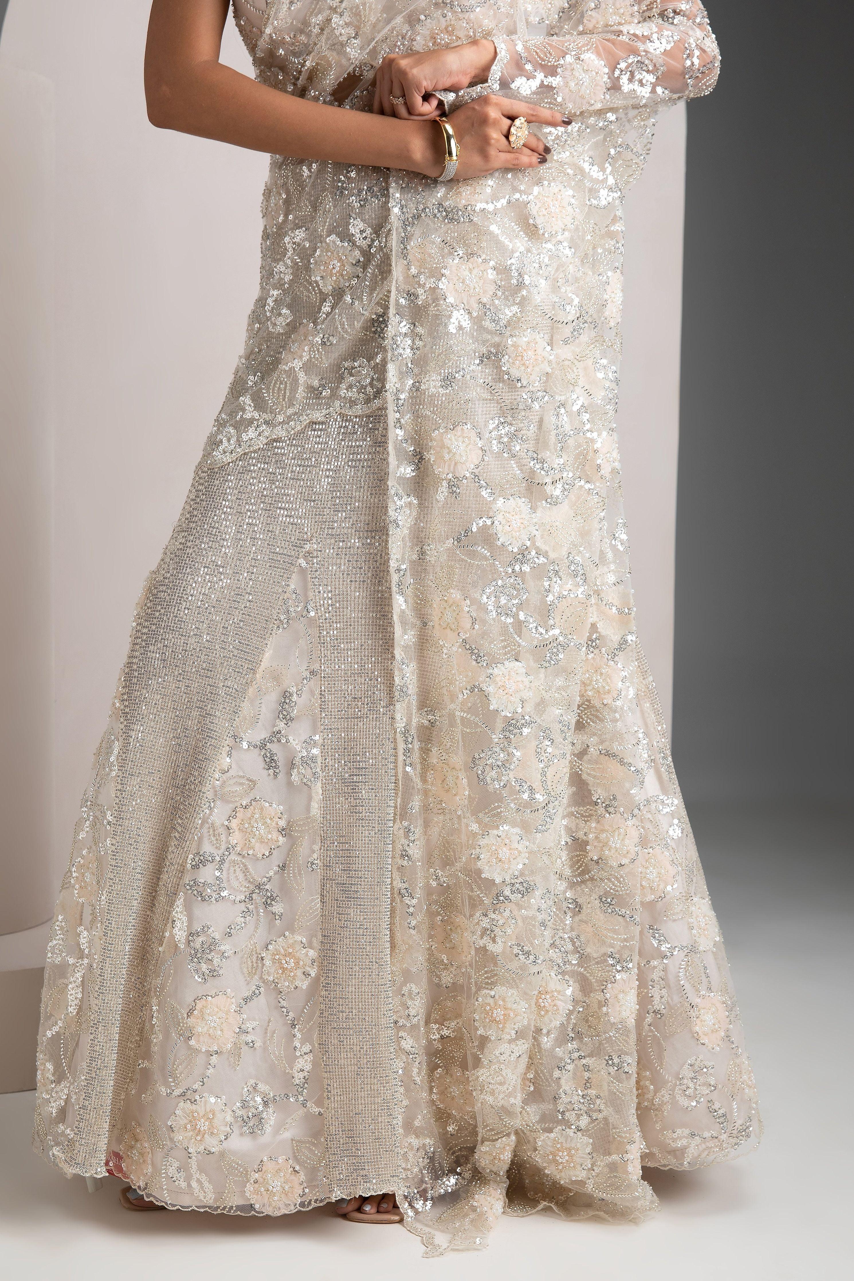 Ivory Mermaid Lehenga Set - Mokshaa