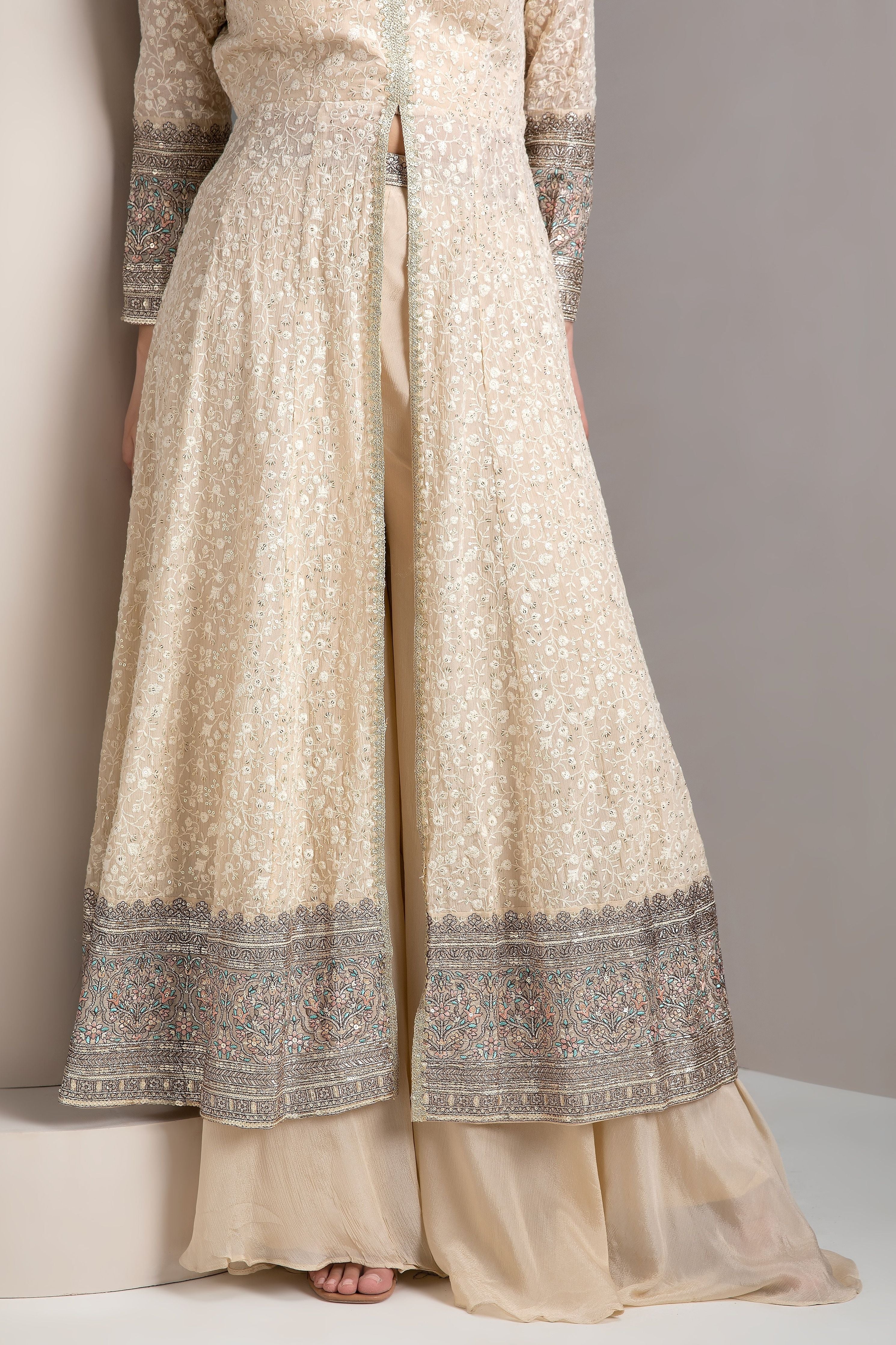 Ivory Anarkali Set - Mokshaa