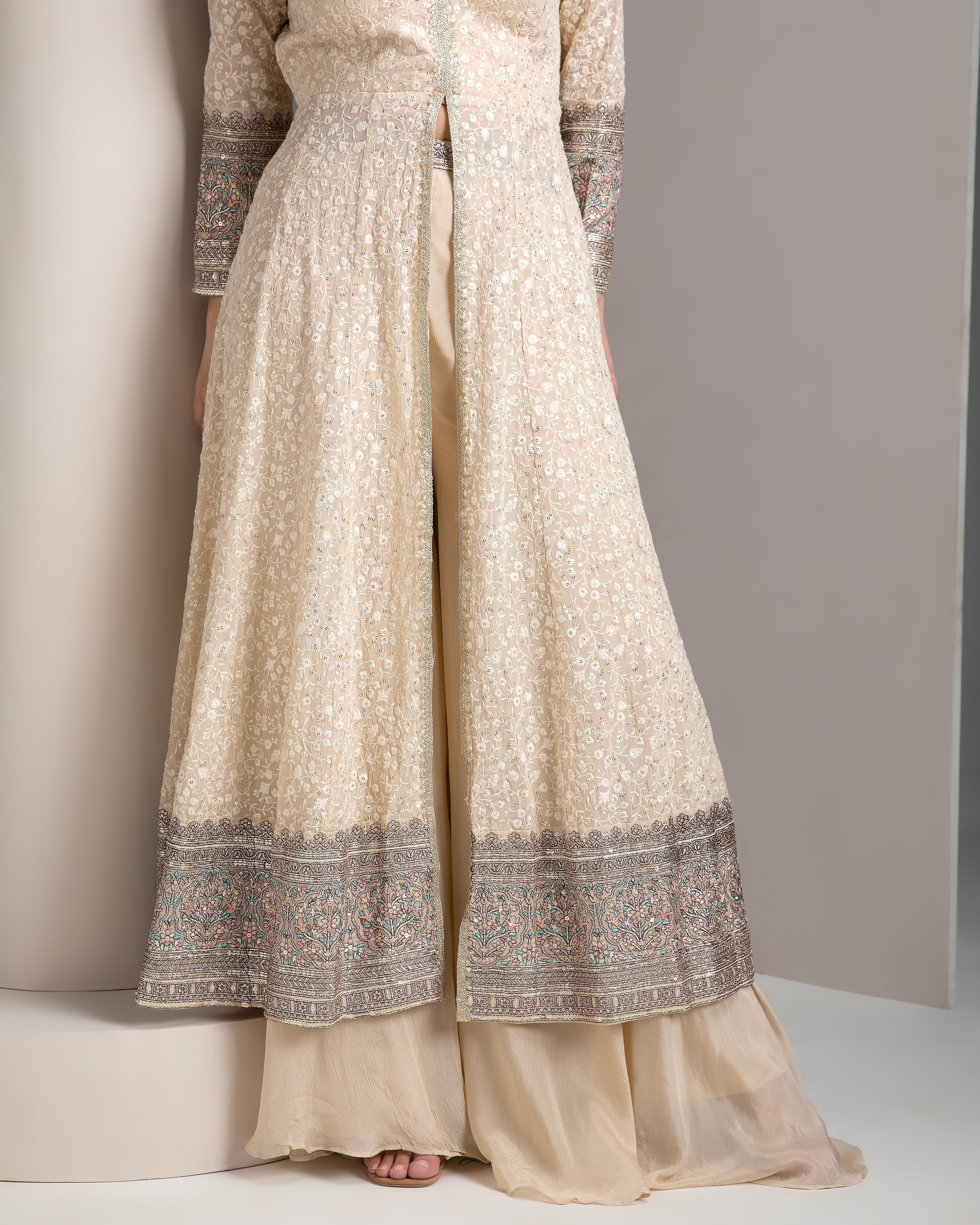 Ivory Anarkali Set - Mokshaa