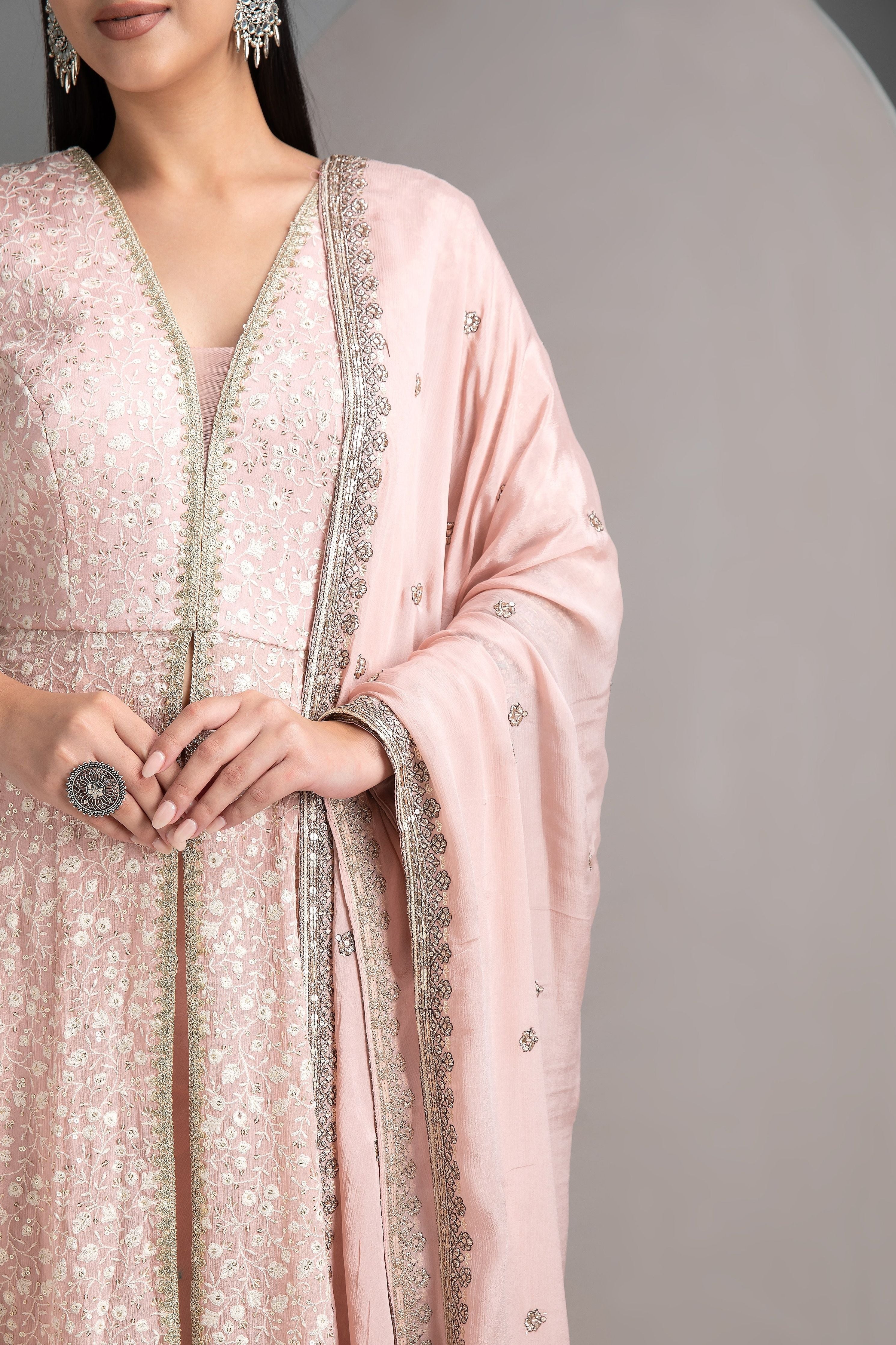 Pastel Pink Anarkali Set - Mokshaa