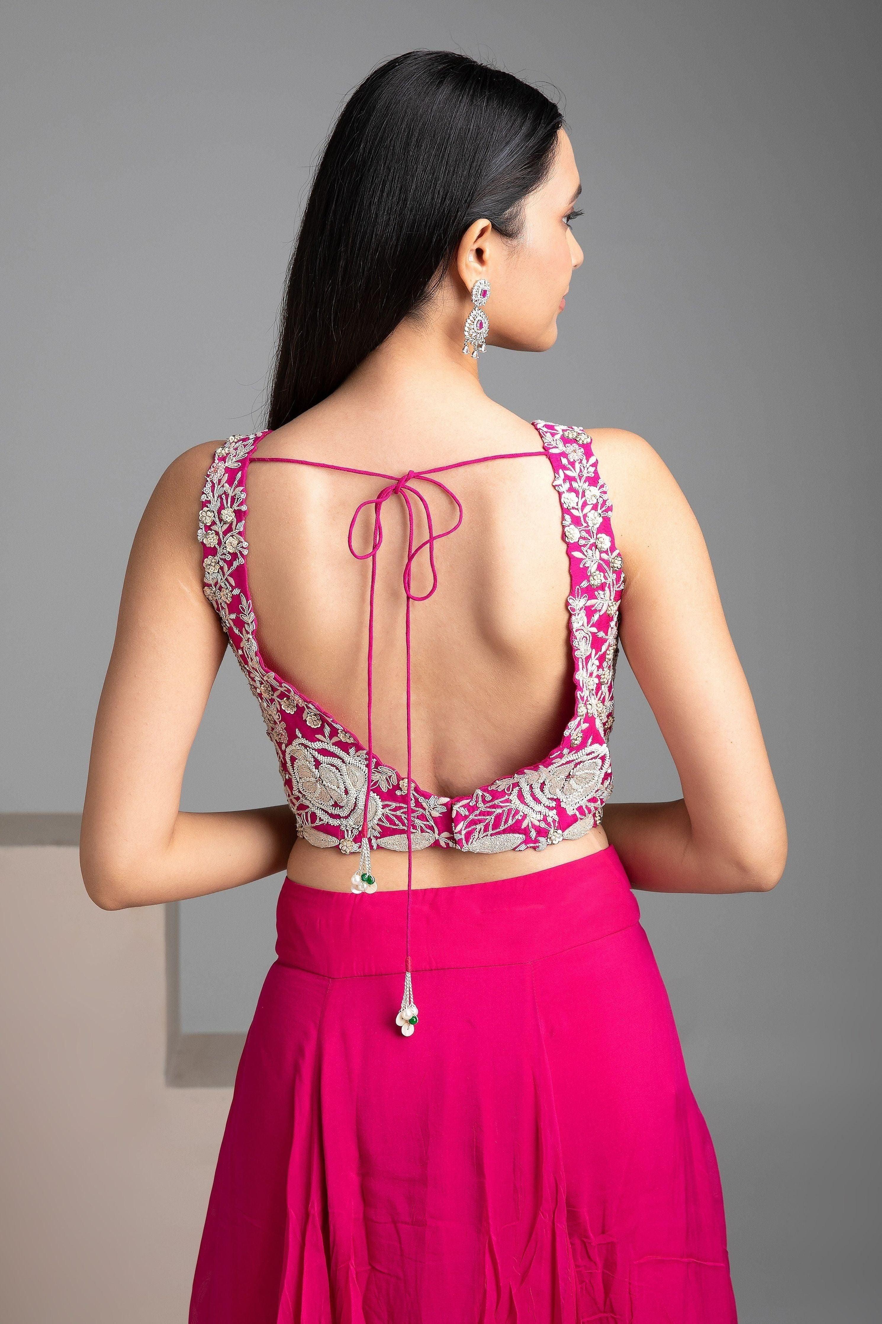 Rose Red Jacket Lehenga Set - Mokshaa