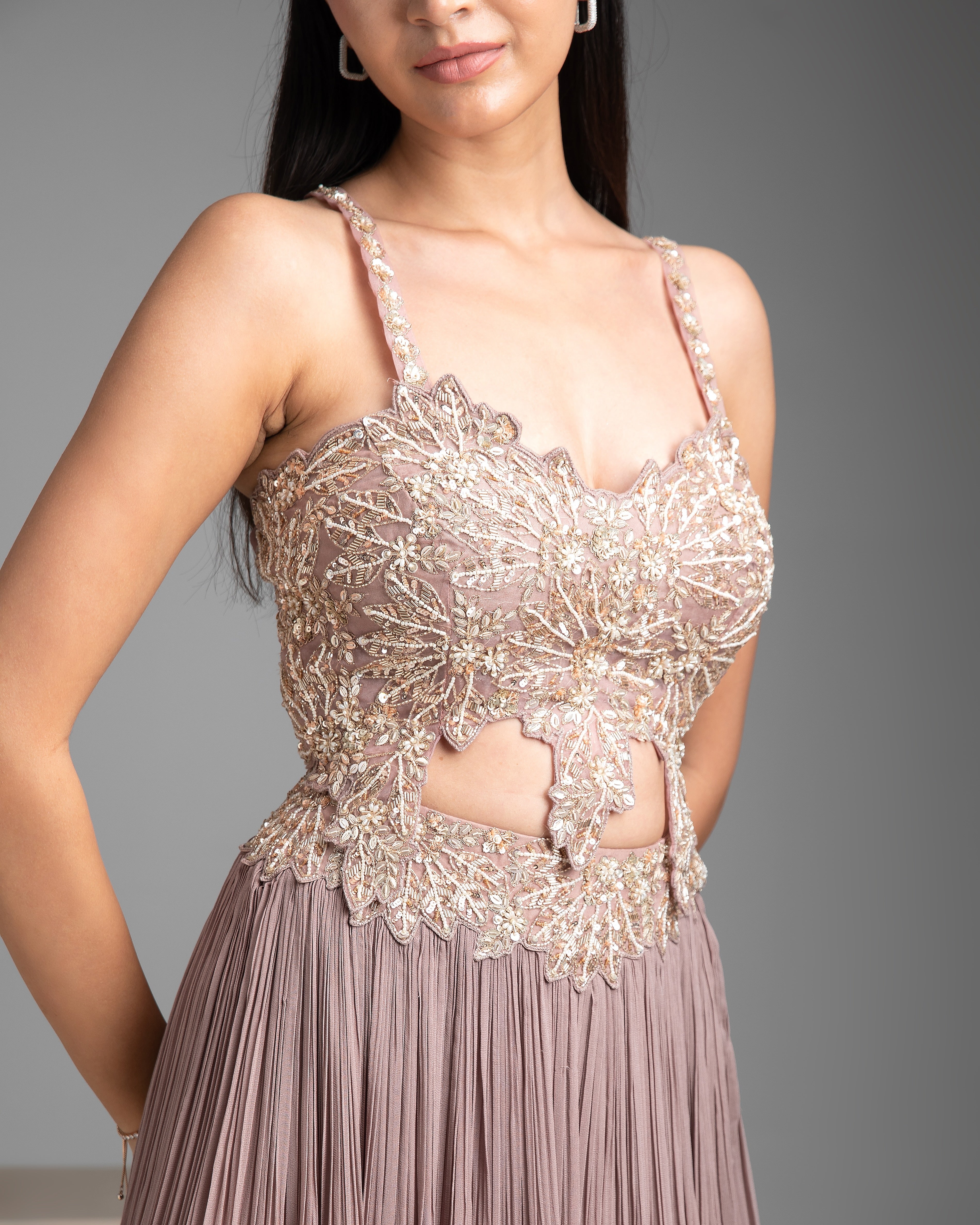 Mauve Georgette Lehenga Set - Mokshaa